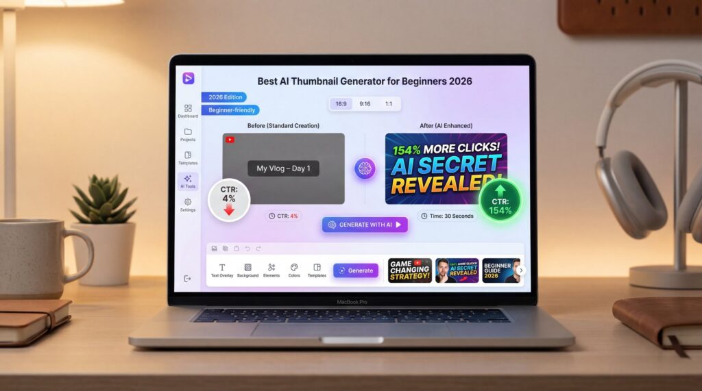 Best AI Thumbnail Generator for Beginners 2026 (154% CTR) - click-through rate optimization, custom thumbnail creation, batch thumbnail generation guide