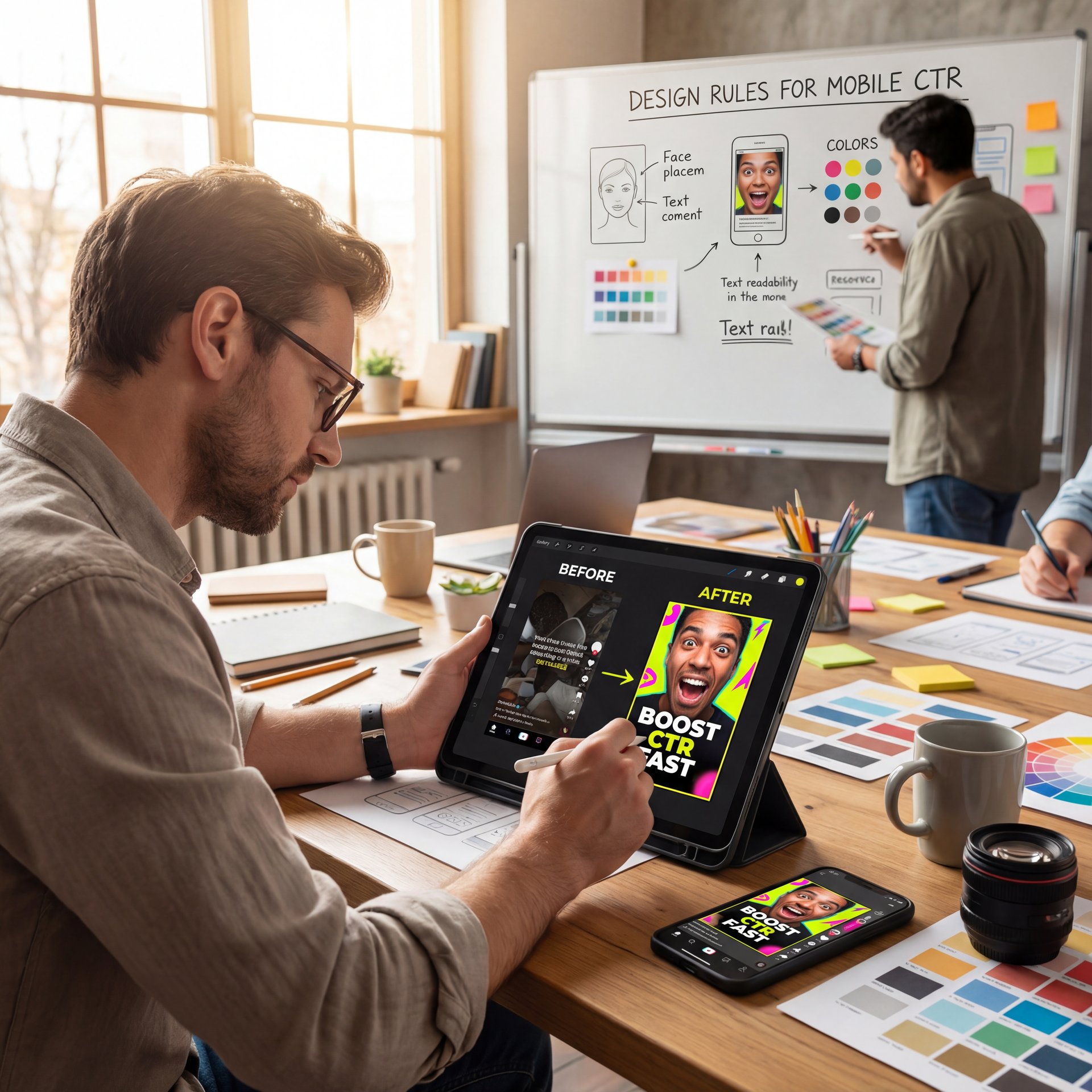 Illustration showing Design rules that boost CTR on mobile