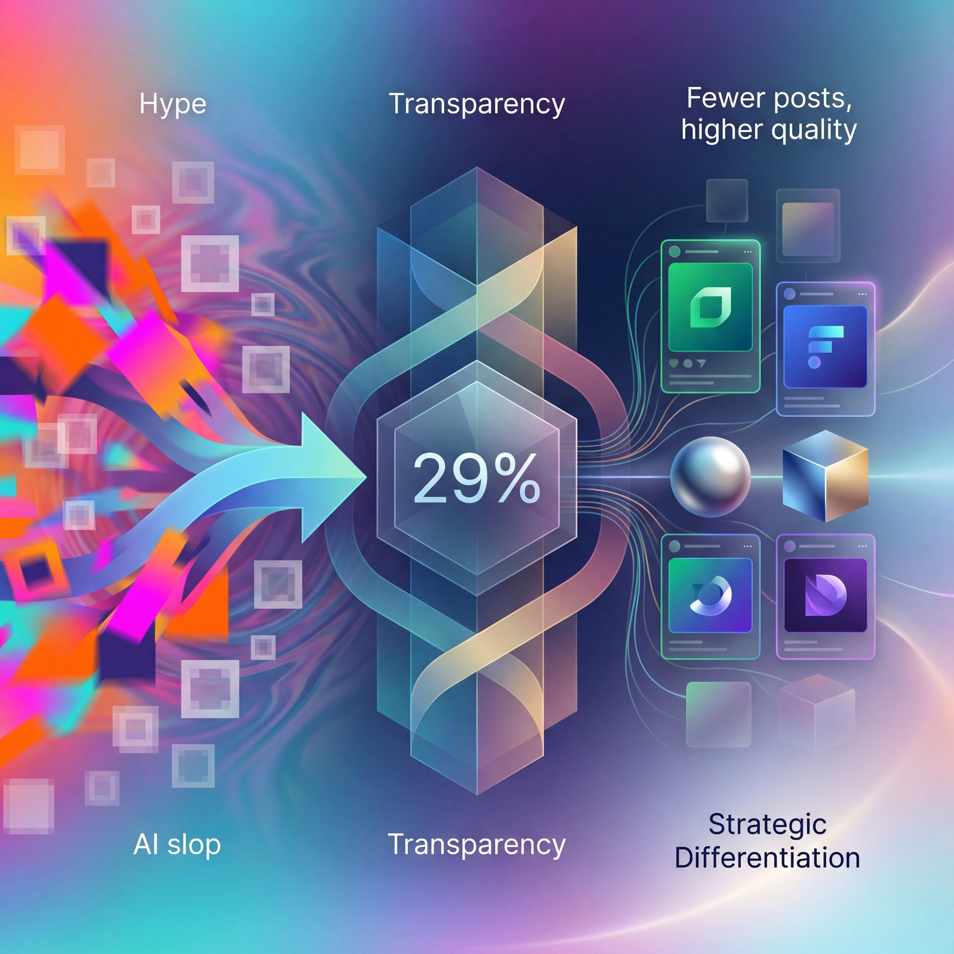 Illustration showing From hype to strategy: AI social media branding consistency without synthetic sameness