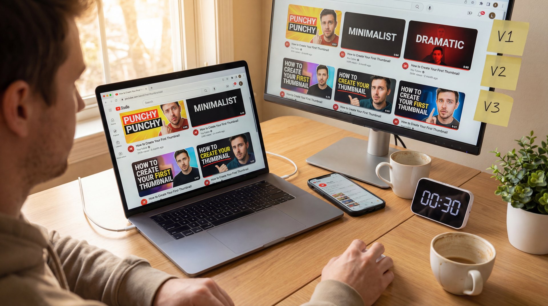 Illustration showing How to create your first thumbnail in under 30 seconds