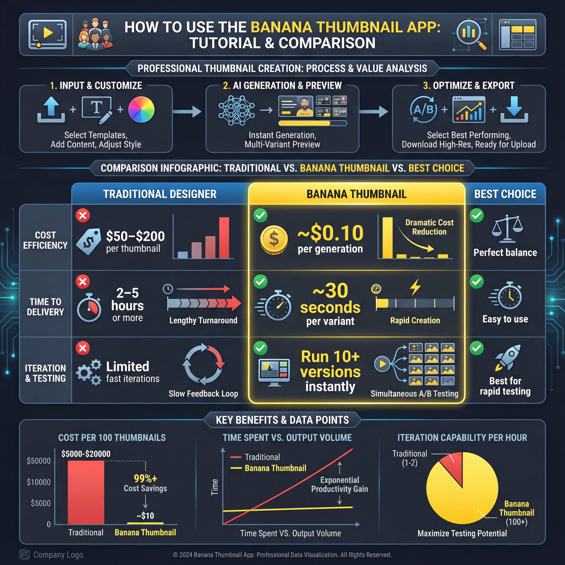Illustration showing How to use the Banana Thumbnail app (tutorial)
