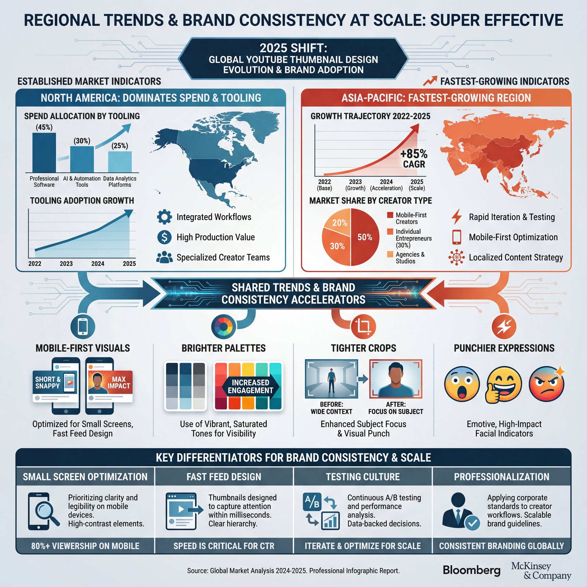 Illustration showing Regional trends and brand consistency at scale Super effective.