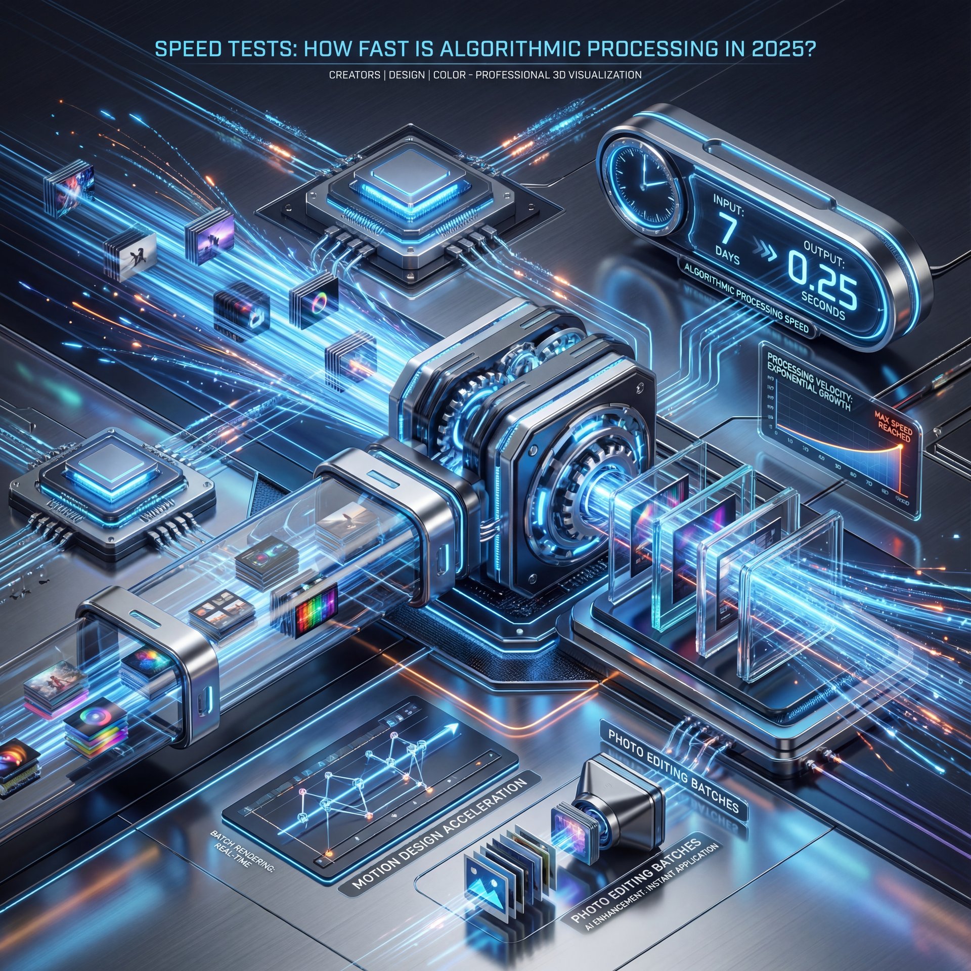 Illustration showing Speed Tests: How Fast Is Algorithmic Processing in 2025?