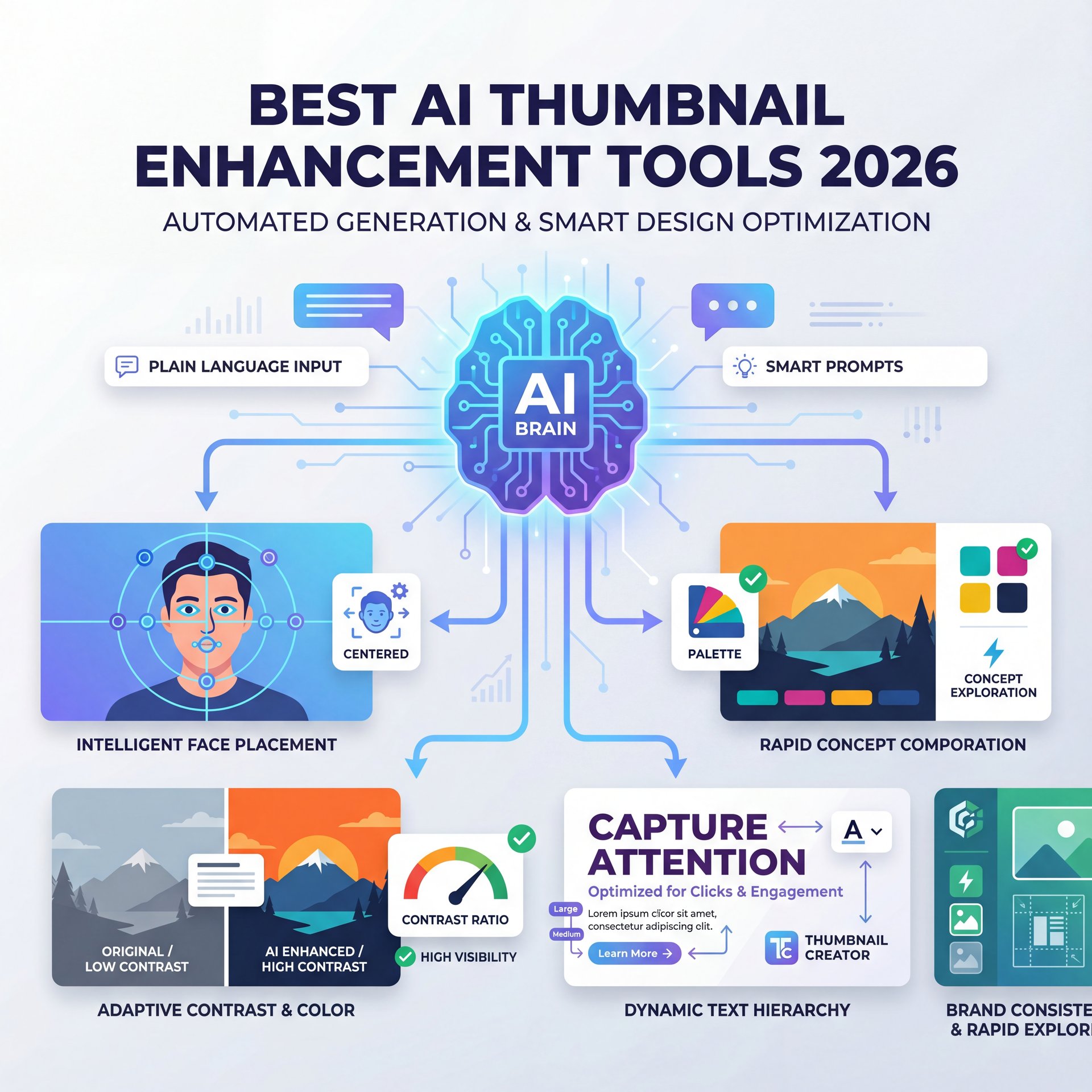 Illustration showing What are the best AI thumbnail enhancement tools in 2026?