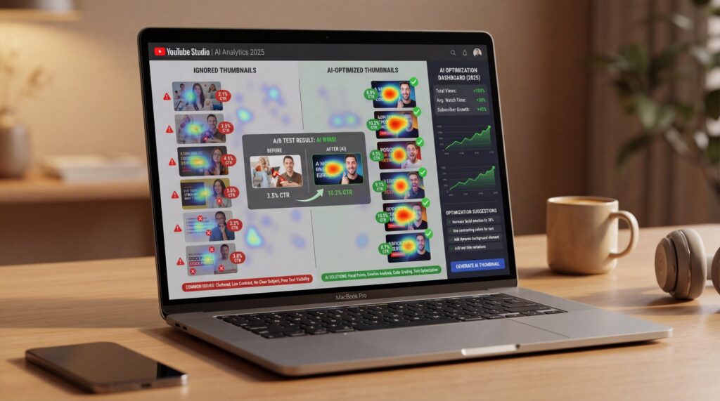 Why YouTube Thumbnails Get Ignored & How AI Fixes It 2025 - click-through rate, thumbnail testing, video performance guide