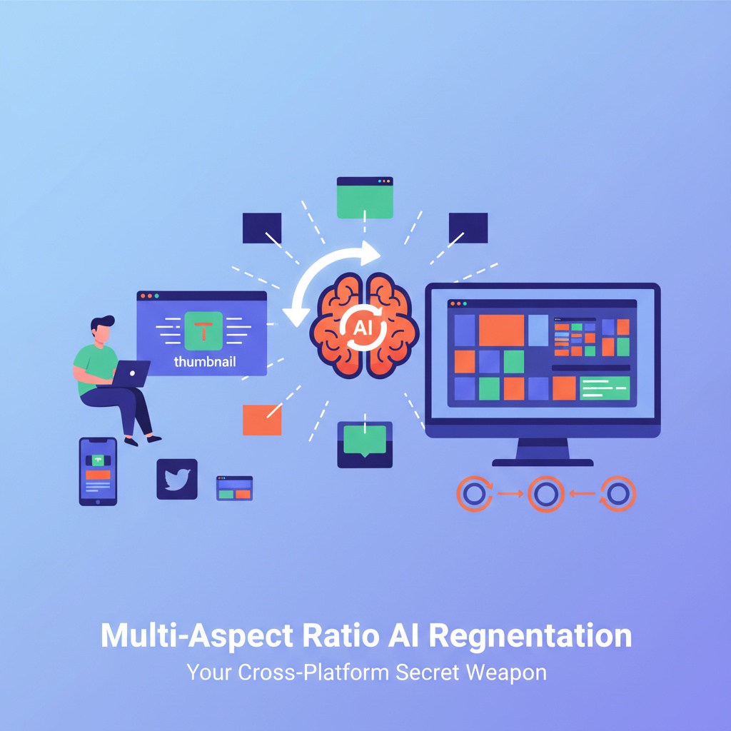Multi-Aspect Ratio AI Regeneration: Your Cross-Platform Secret Weapon illustration featuring thumbnail click-through rate and YouTube CTR optimization