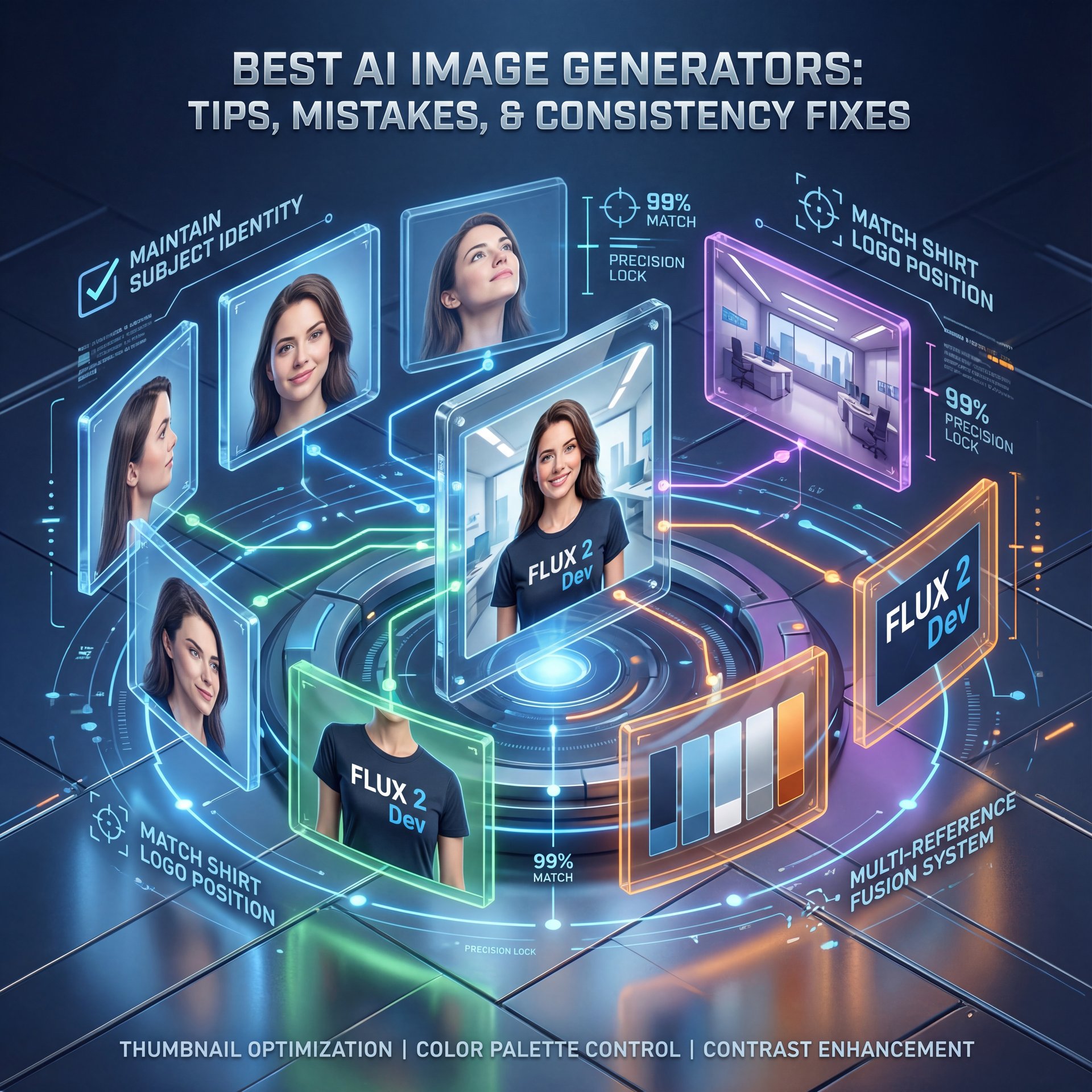 Illustration showing Best AI image generators tips, mistakes, and consistency fixes