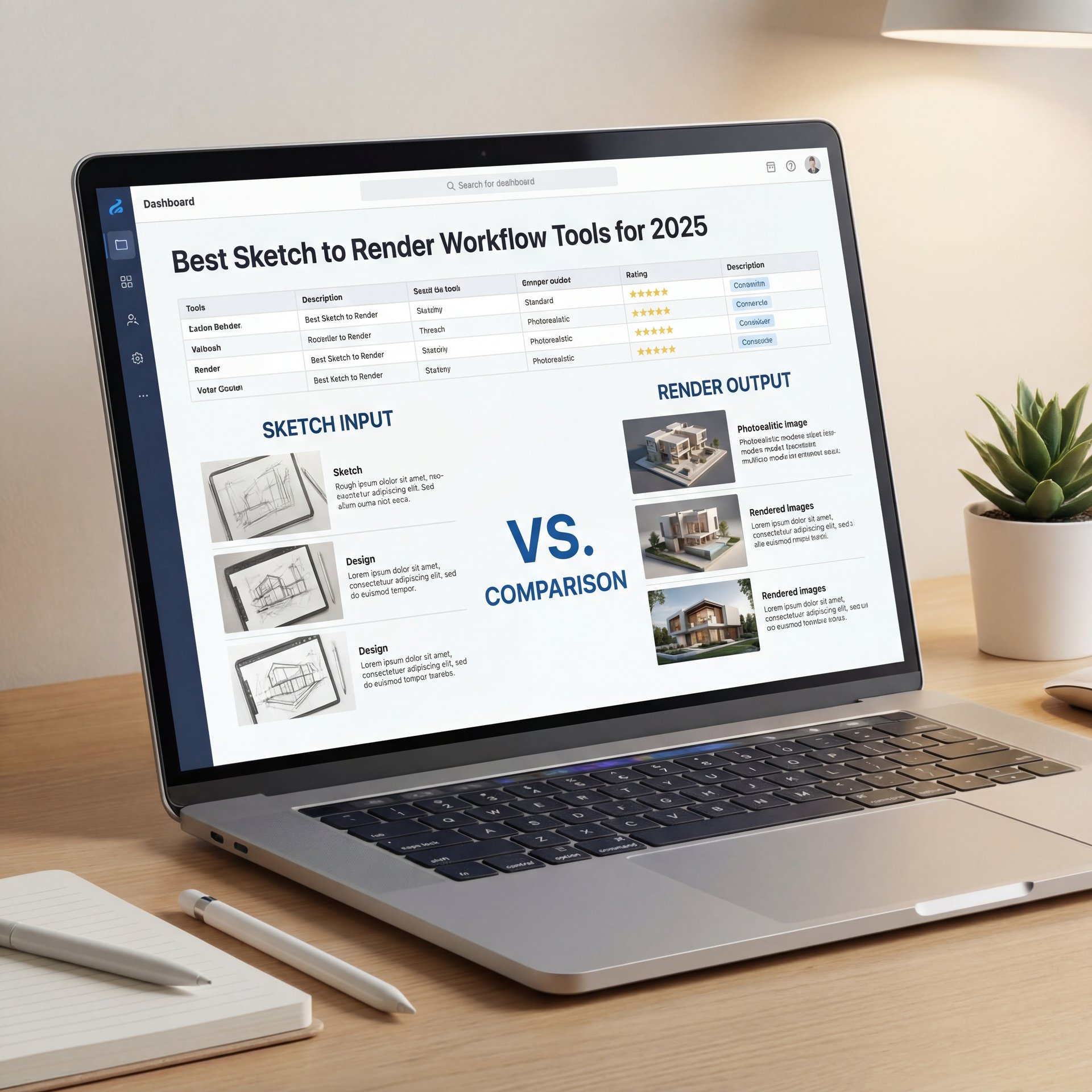 Illustration showing Best Sketch to Render Workflow Tools for 2025