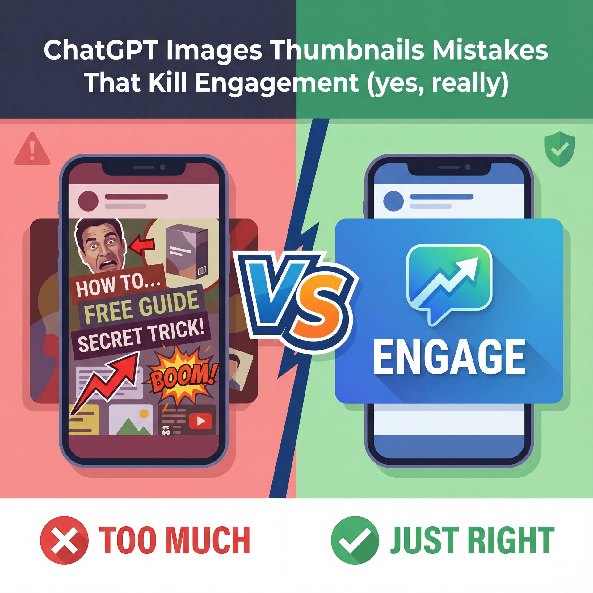 Illustration showing ChatGPT Images Thumbnails Mistakes That Kill Engagement (yes, really)