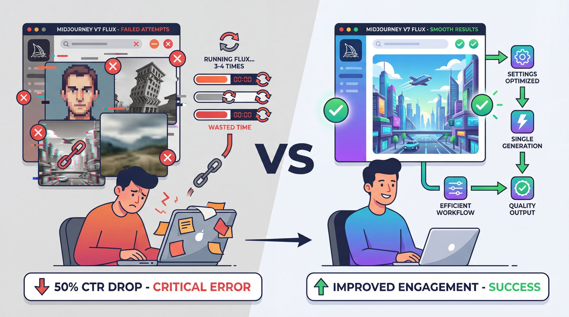 Illustration showing Common Mistakes with Midjourney V7 Flux