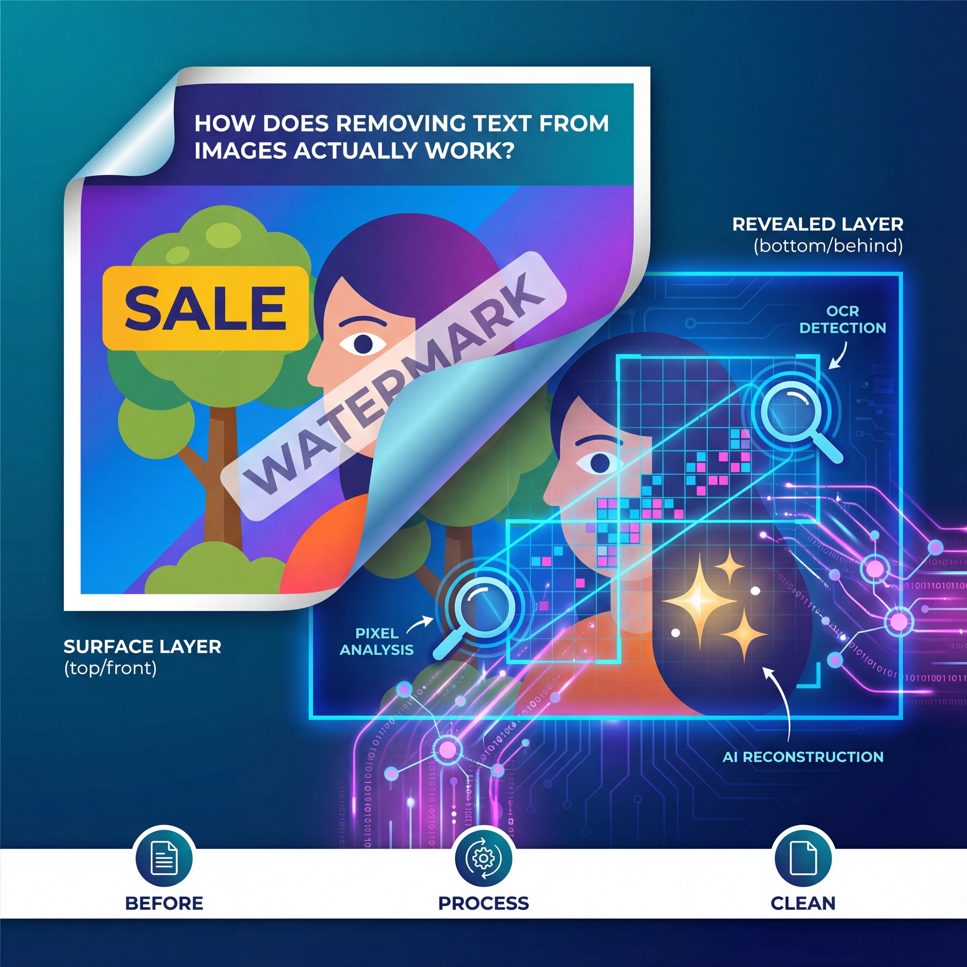 Illustration showing How Does Removing Text from Images Actually Work?