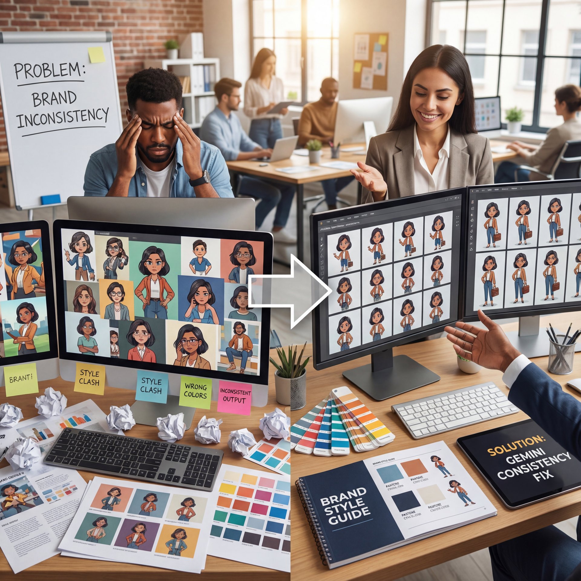 Illustration showing How to Fix Inconsistent Gemini Image Generation Styles