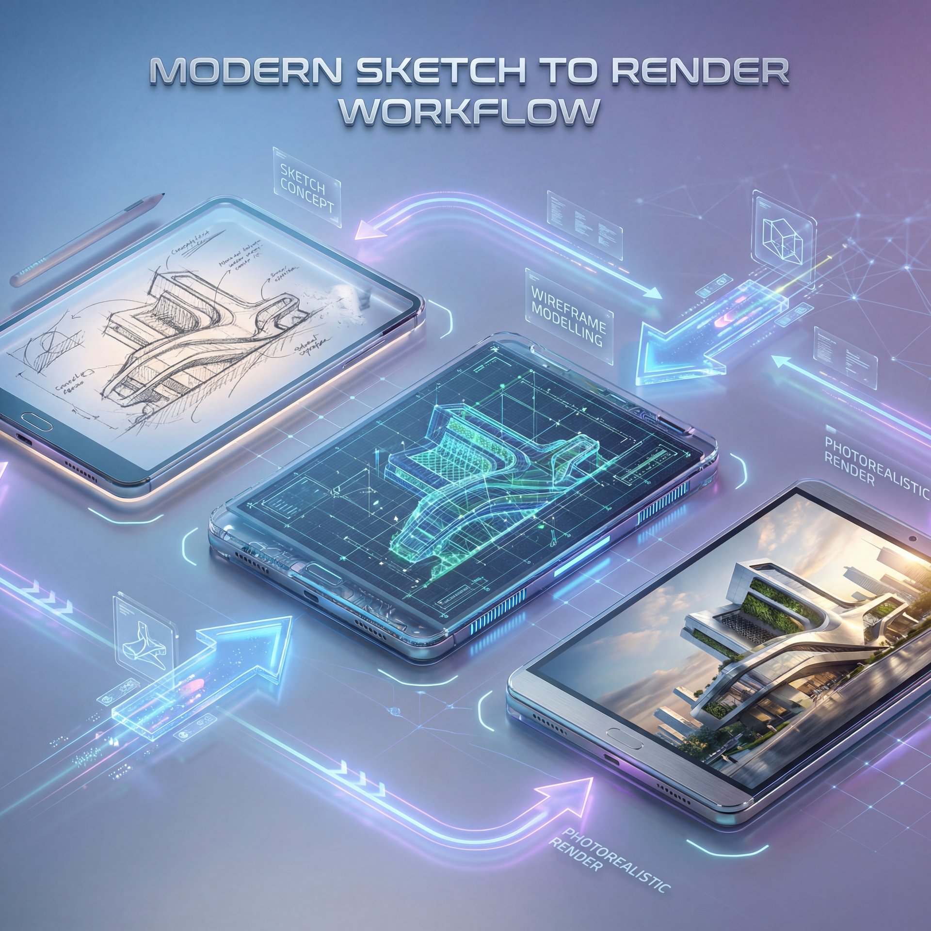 Illustration showing What Is a Modern Sketch to Render Workflow?