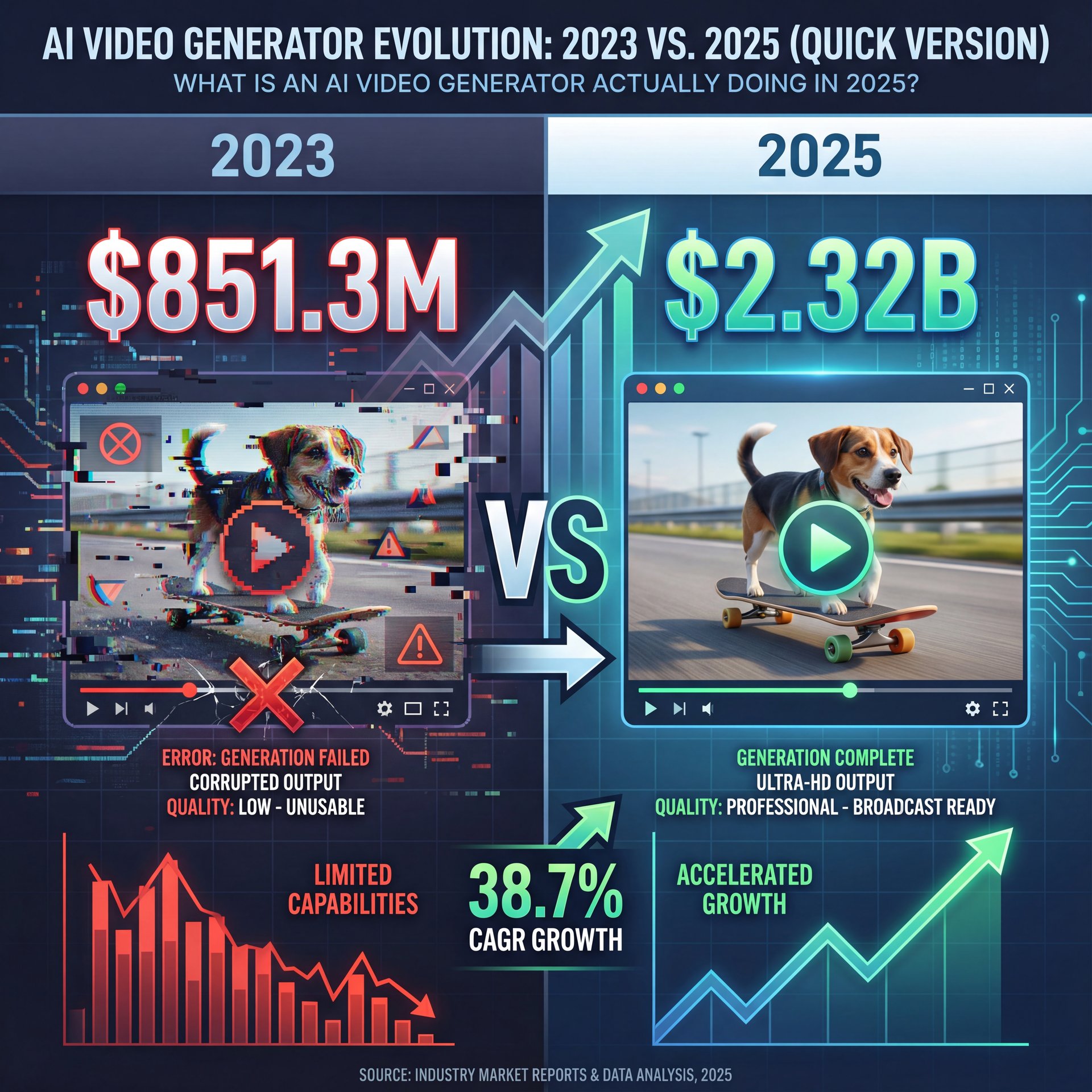 Illustration showing What Is an AI video generator actually doing in 2025? - quick version