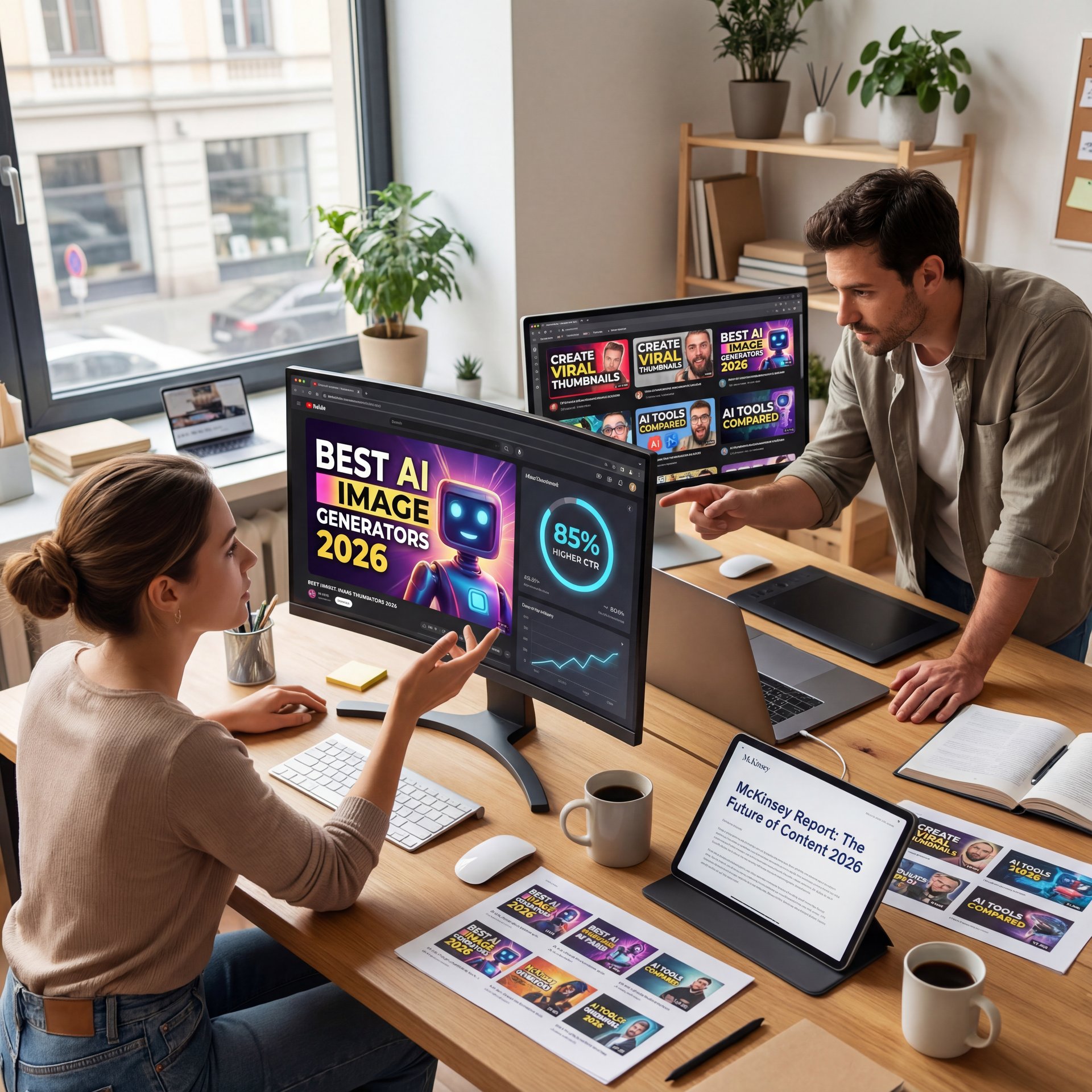 Illustration showing What are the best AI image generators for thumbnails in 2026?