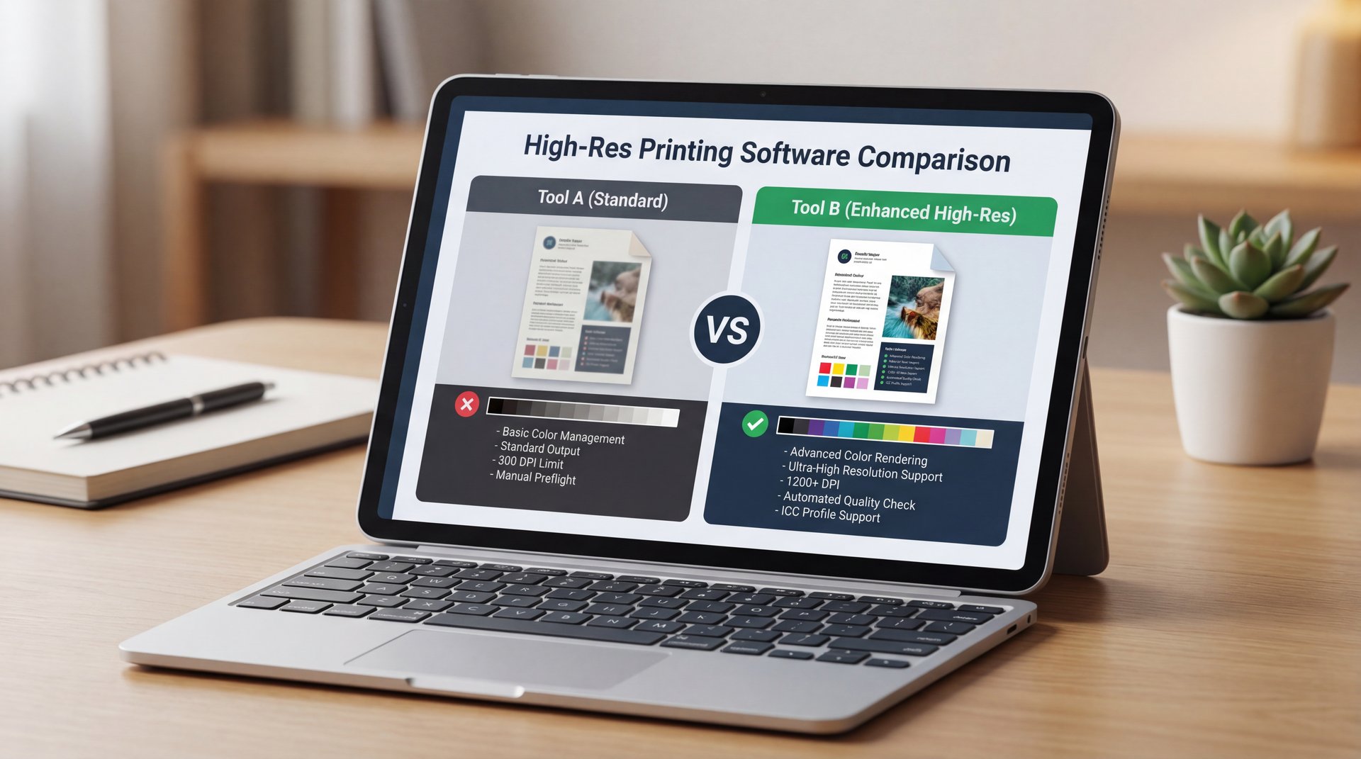 Illustration showing Which Tool Handles High-Res Printing Better? (seriously)