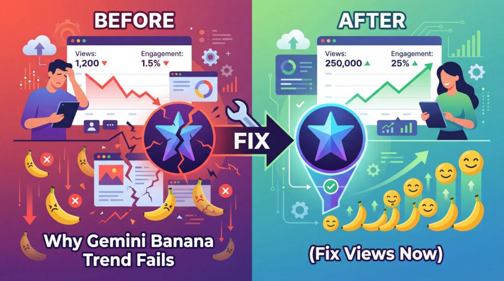 Why Gemini Banana Trend Fails (Fix Views Now) - generative AI campaigns, YouTube thumbnail AI, text-to-image conversion guide