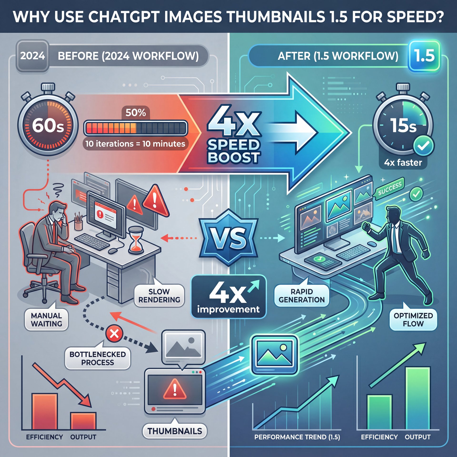 Illustration showing Why Use ChatGPT Images Thumbnails 1.5 for Speed?