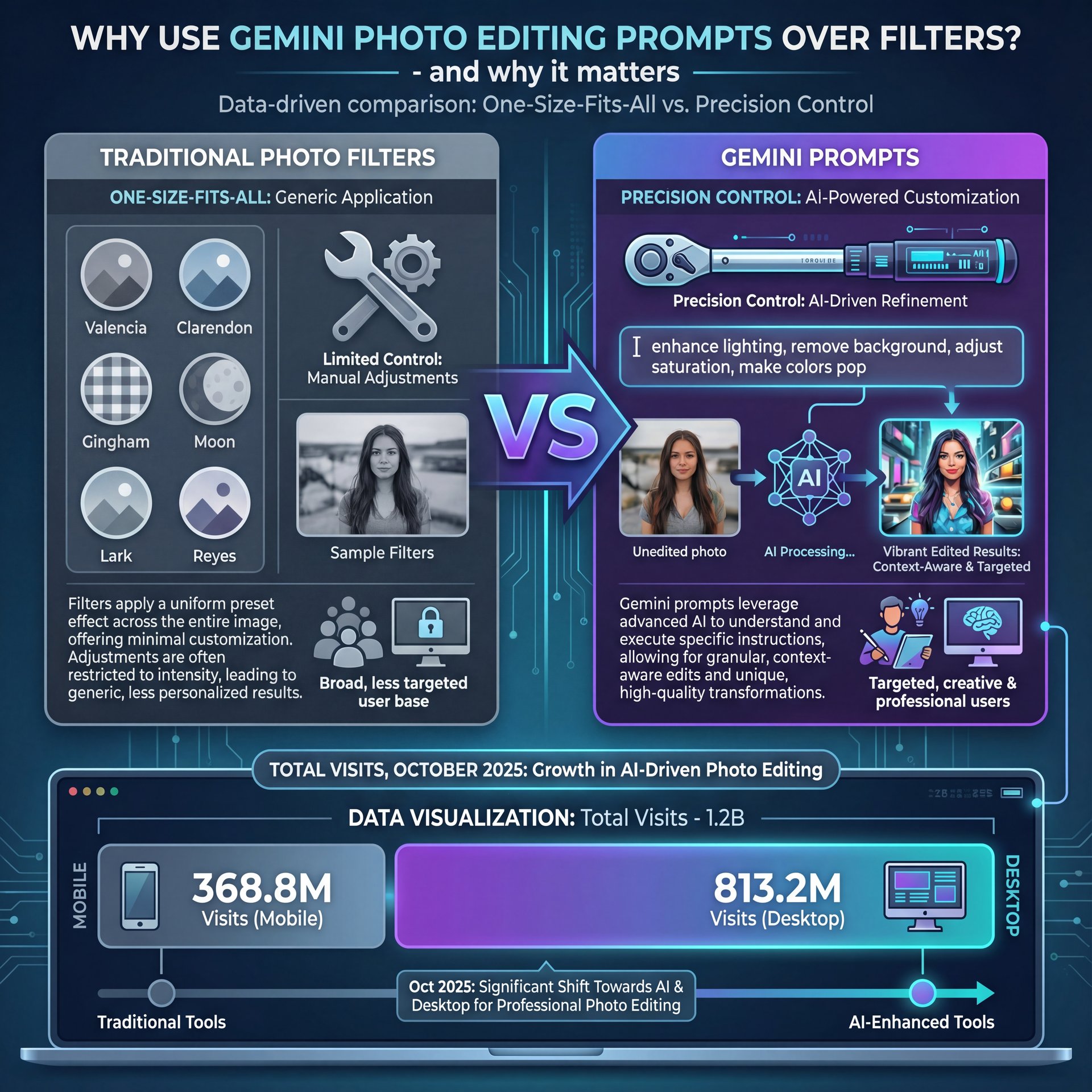 Illustration showing Why Use Gemini Photo Editing Prompts Over Filters? - and why it matters