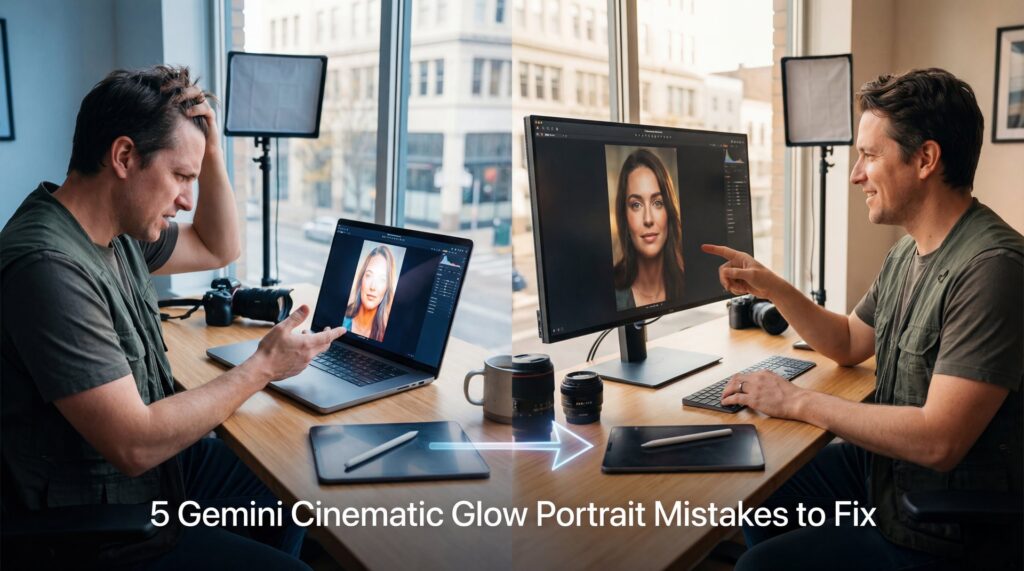 5 Gemini Cinematic Glow Portrait Mistakes to Fix - cinematic transformations, lighting specifications, camera references guide
