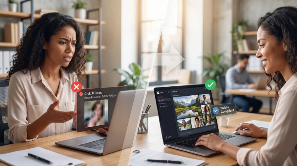 7 Grok AI Mistakes to Avoid for Safe Images - overblocking prompts, underblocking unsafe content, Flux model safety guide