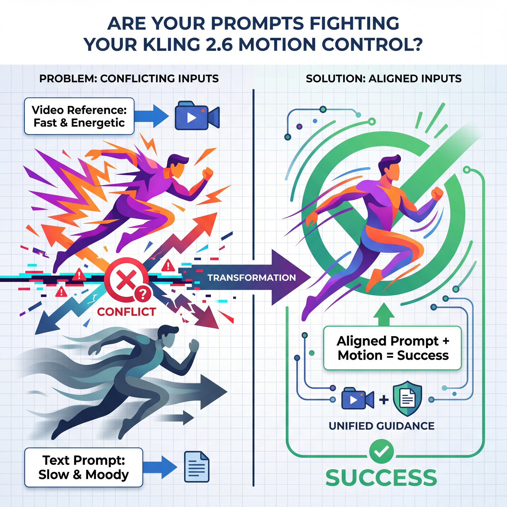 Illustration showing Are Your Prompts Fighting Your Kling 2.6 Motion Control?