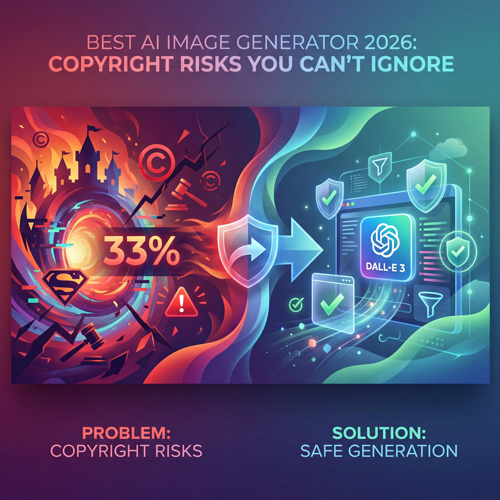 Illustration showing Best AI Image Generator 2026 Copyright Risks You Can't Ignore