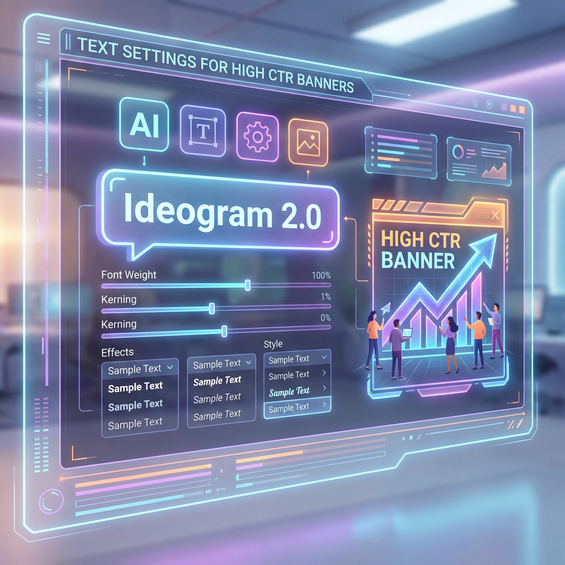 Illustration showing Best Ideogram 2.0 Text Settings for High CTR Banners