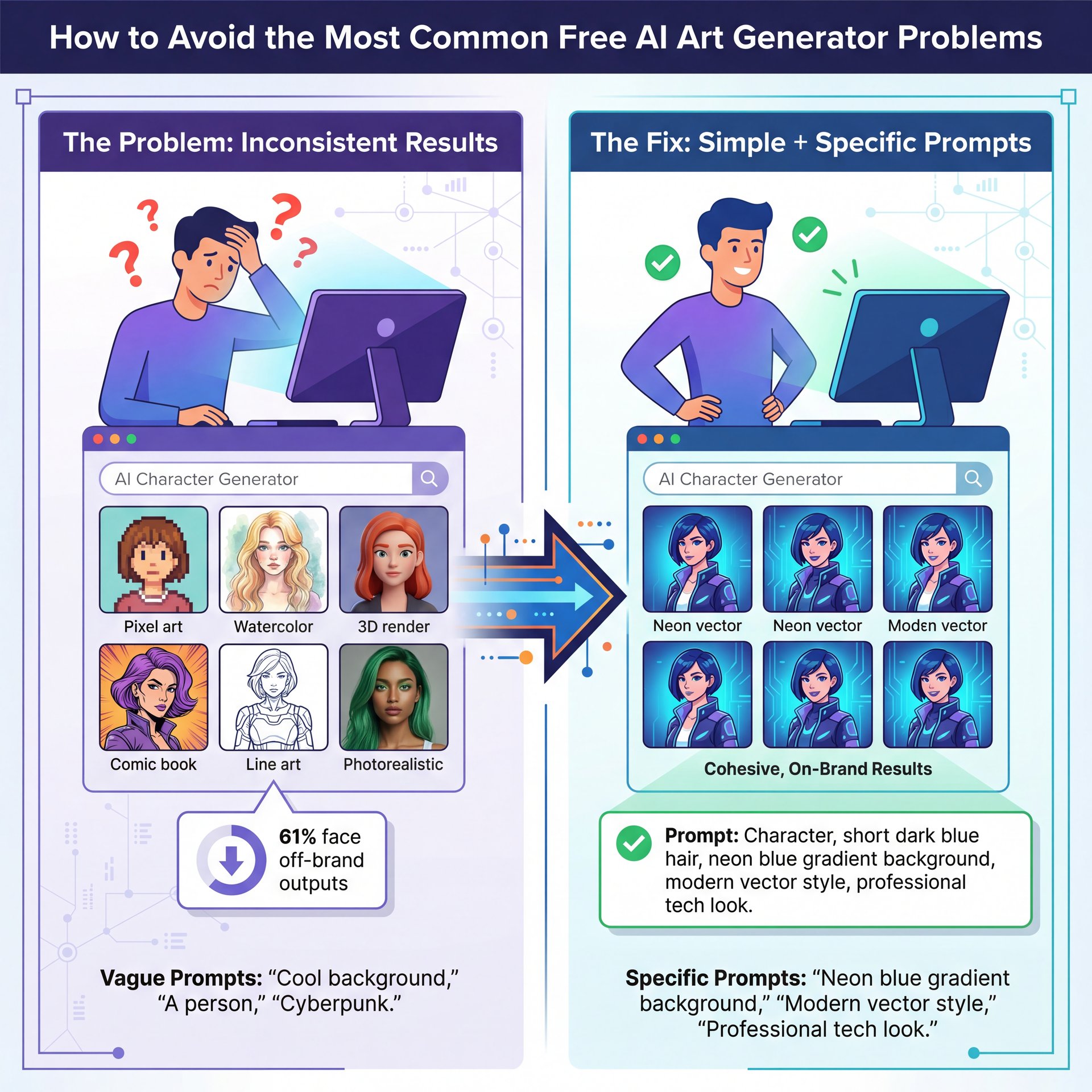 Illustration showing How to Avoid the Most Common Free AI Art Generator Problems (the boring but important bit)