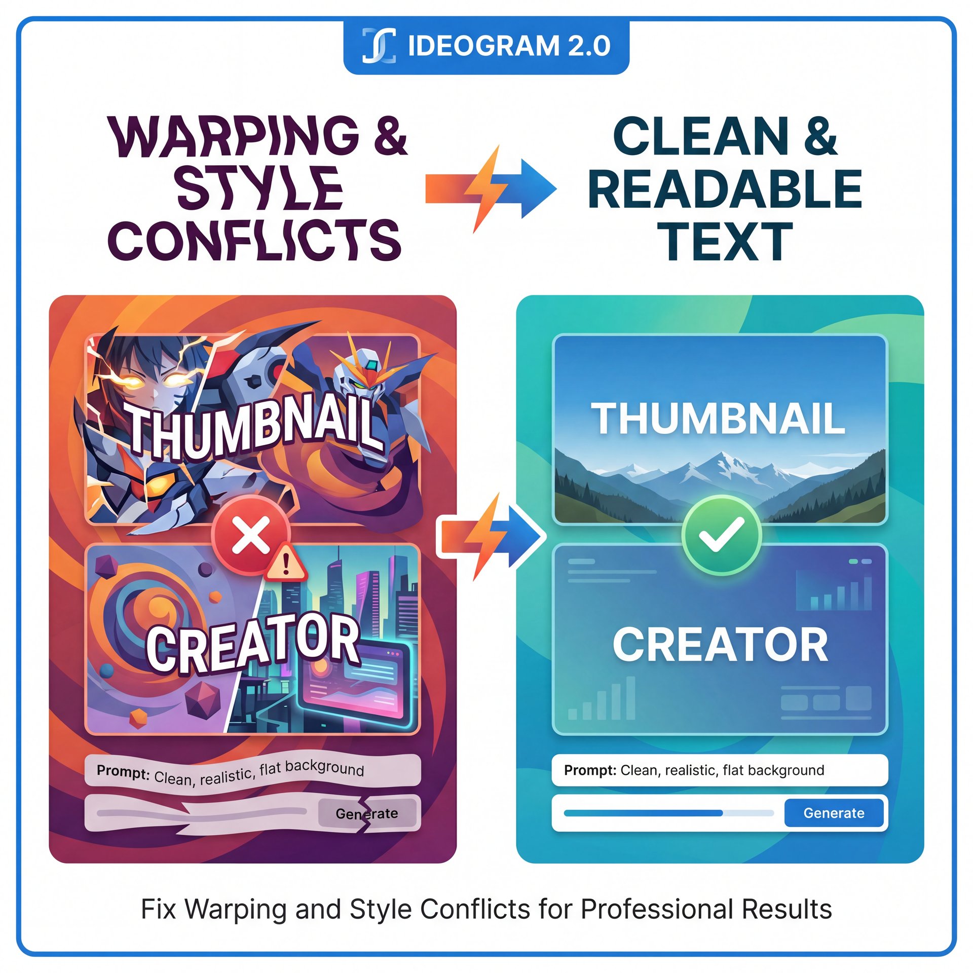 Illustration showing How to Fix Warping and Style Conflicts in Ideogram 2.0 Text