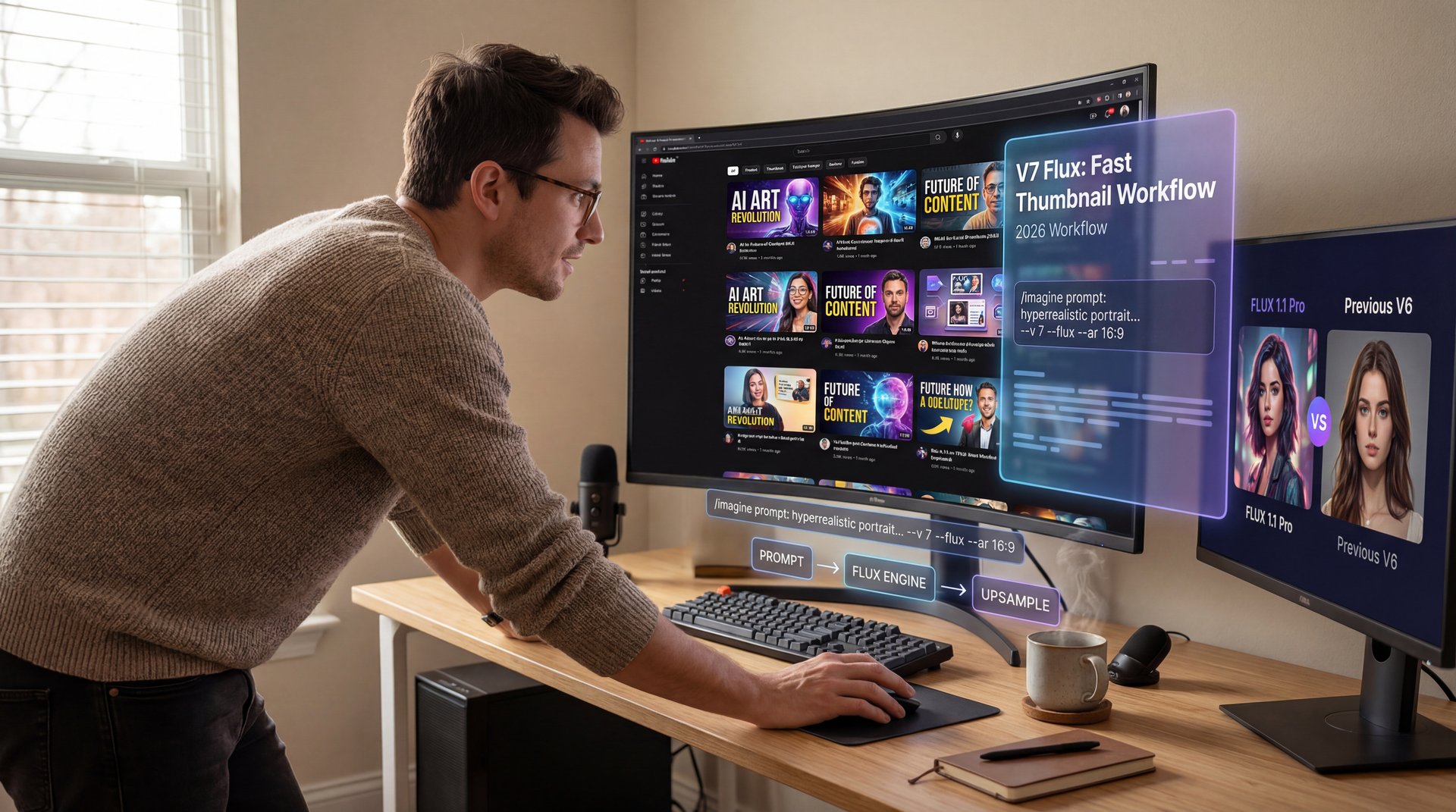 Midjourney V7 Flux: Fast Thumbnail Workflow - generative AI image tools, Discord AI art, prompt engineering guide