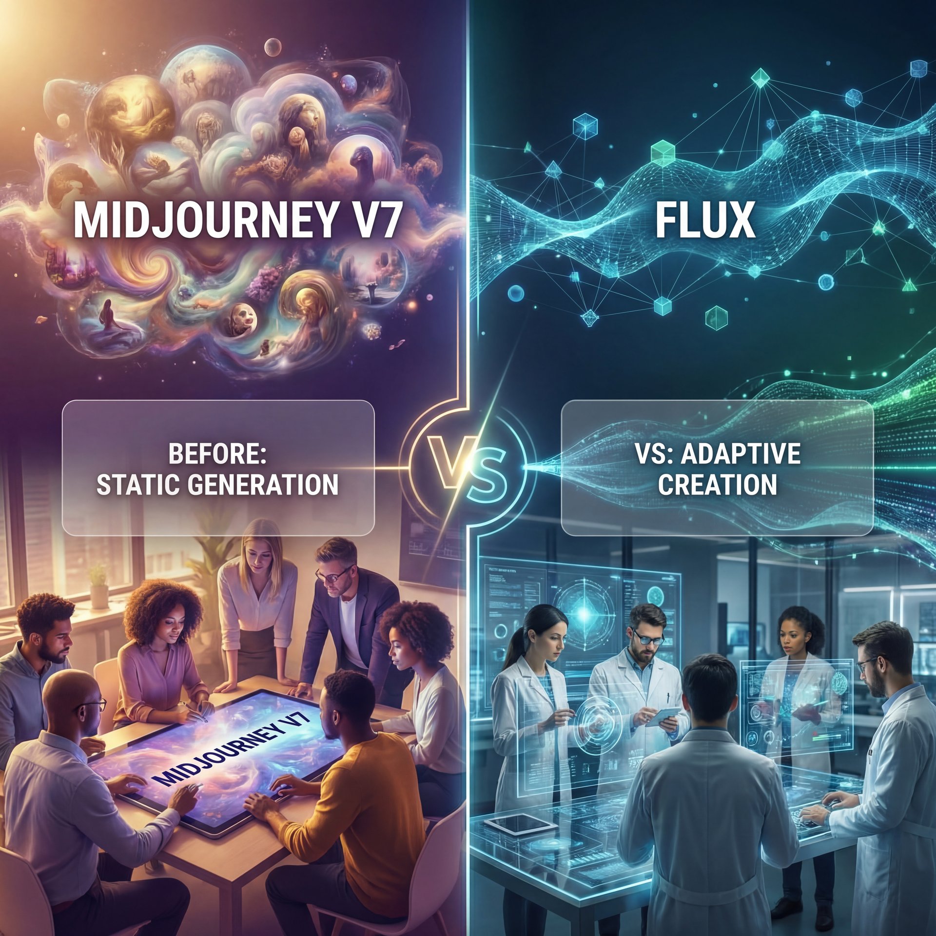 Illustration showing What Is Midjourney V7 vs Flux Really About? (seriously)