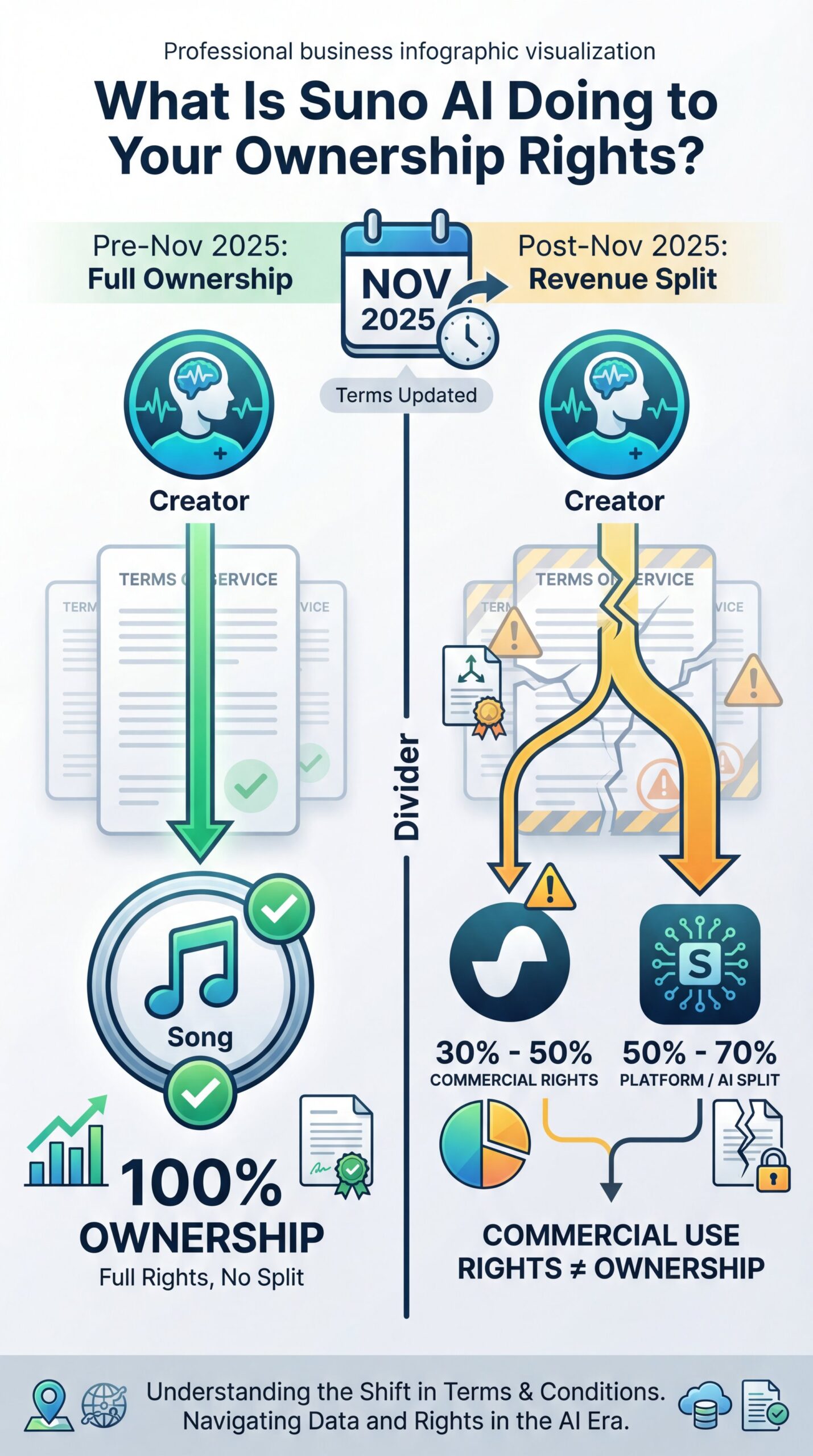 Illustration showing What Is Suno AI Doing to Your Ownership Rights?