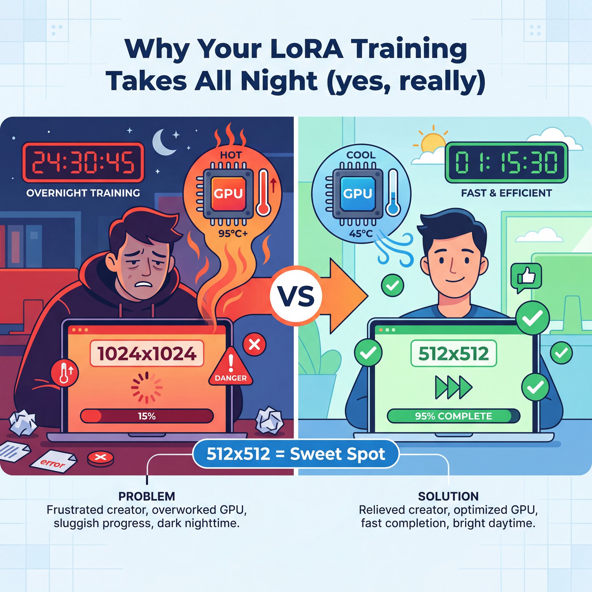 Illustration showing Why Your LoRA Training Takes All Night (yes, really)