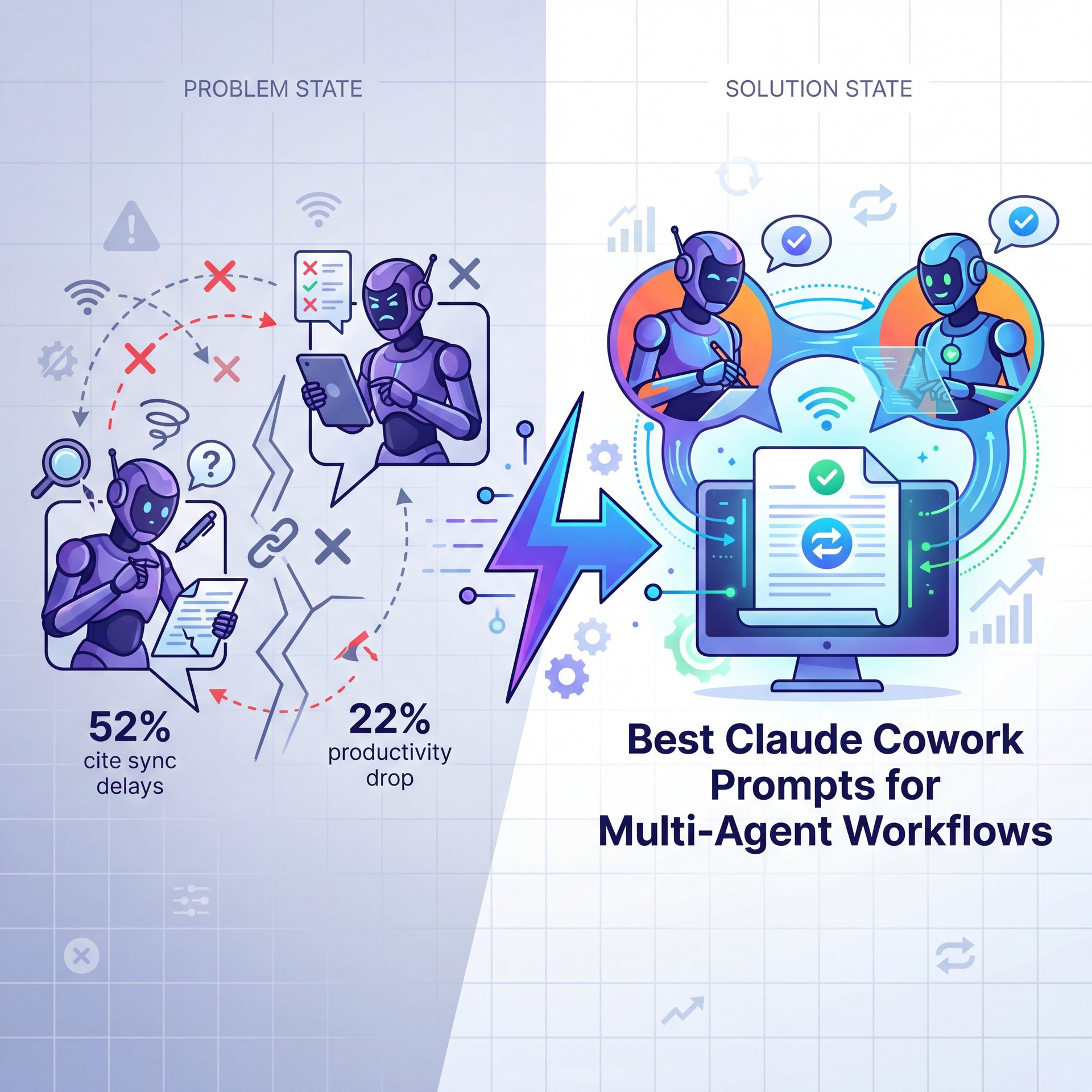Illustration showing Best Claude Cowork Prompts for Multi-Agent Workflows