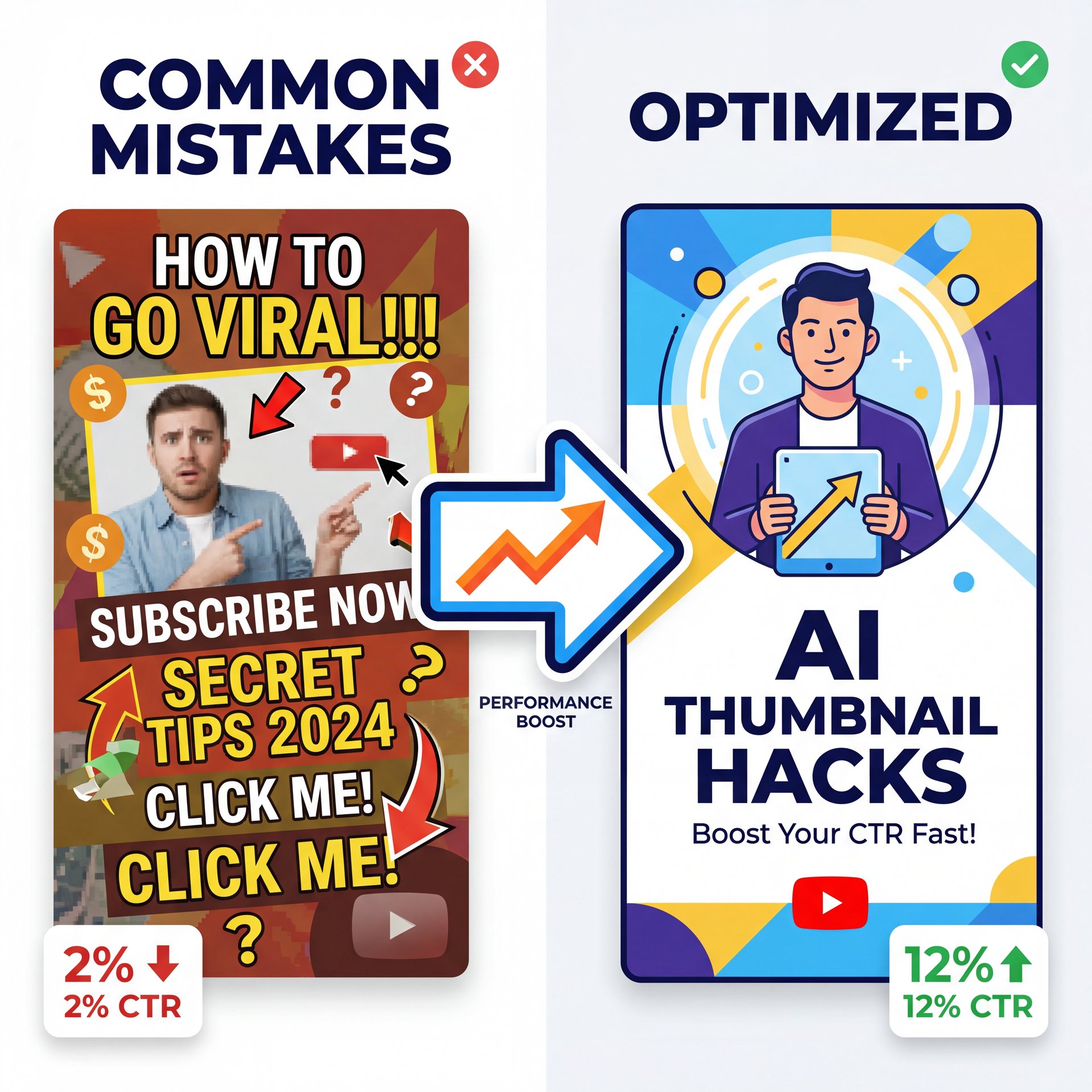 Illustration showing Common Mistakes When Using AI Thumbnail Tools