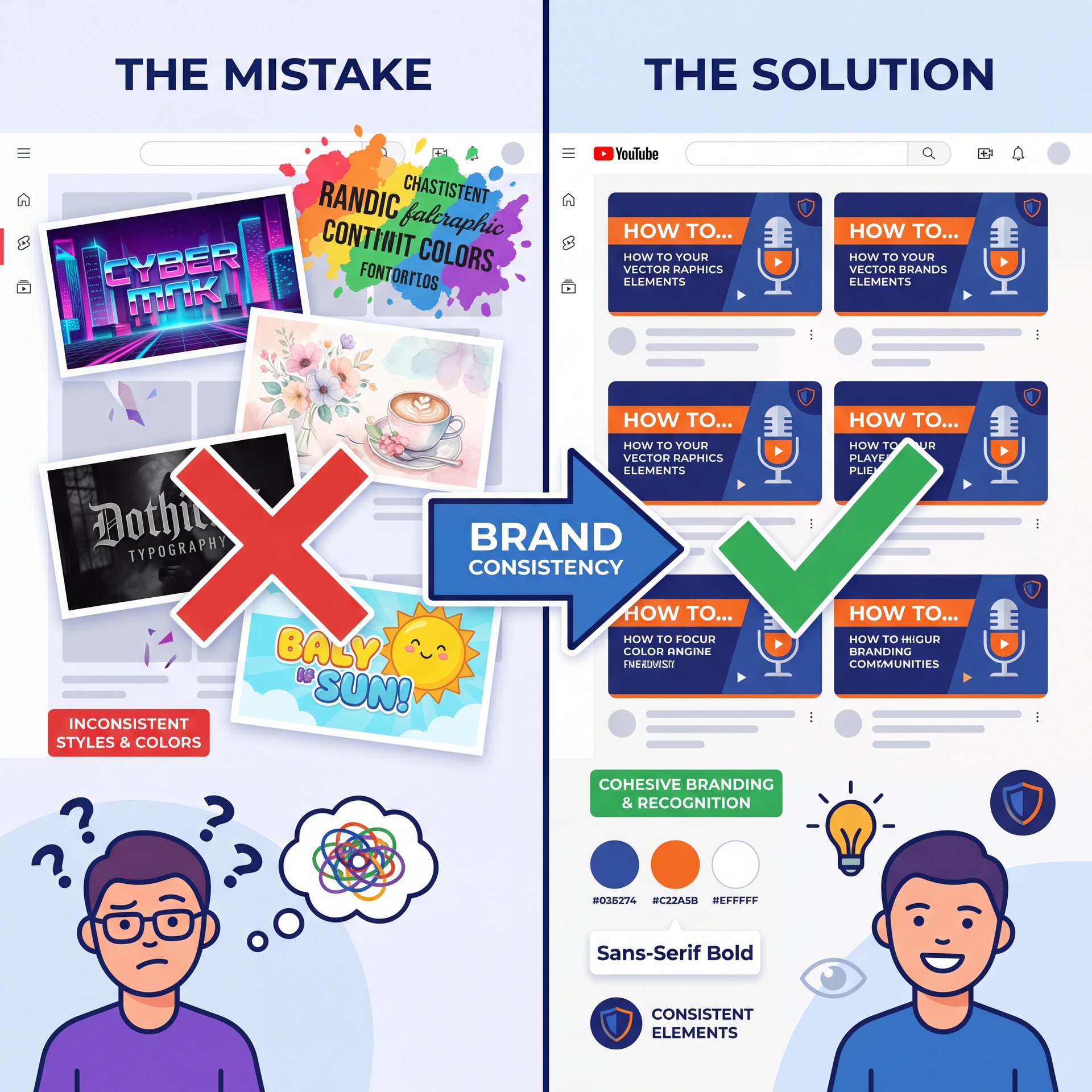 Illustration showing Common Mistakes with AI Thumbnail Generator CTR