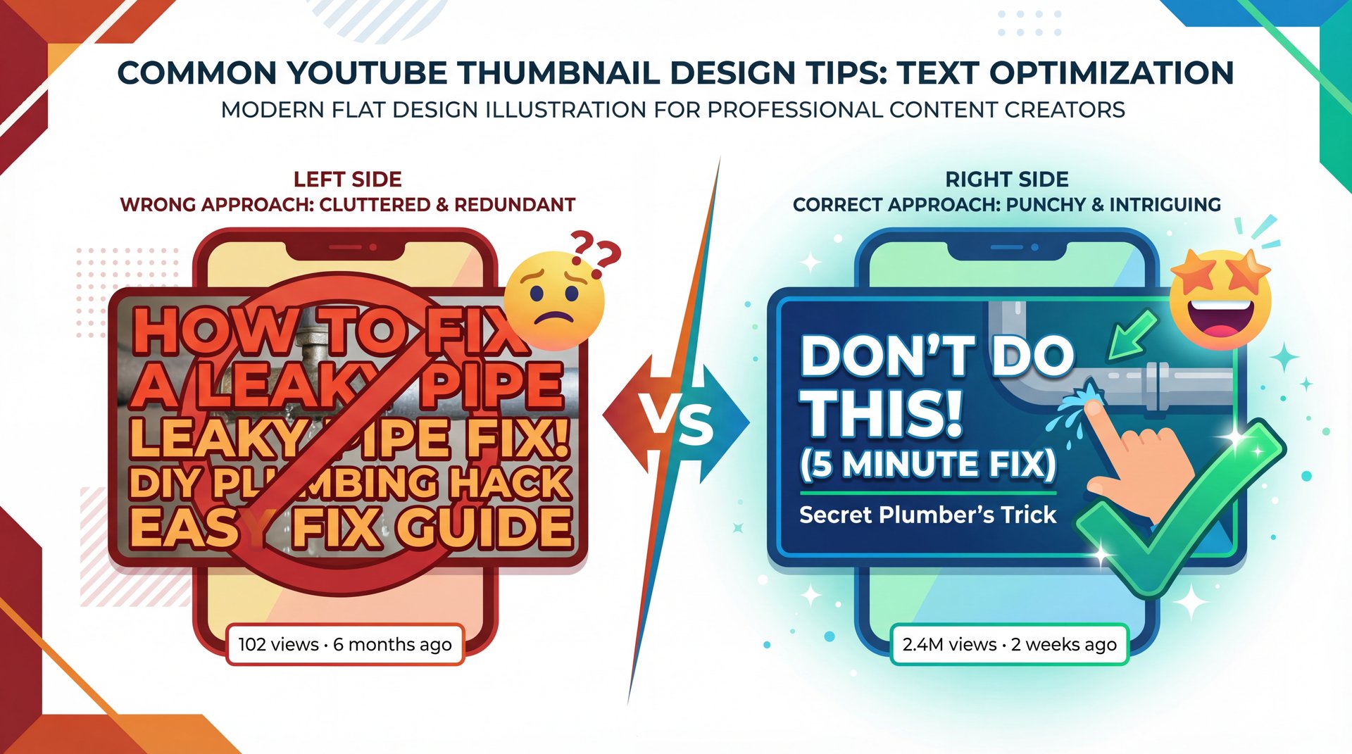 Illustration showing Common YouTube Thumbnail Design Tips for Text Optimization