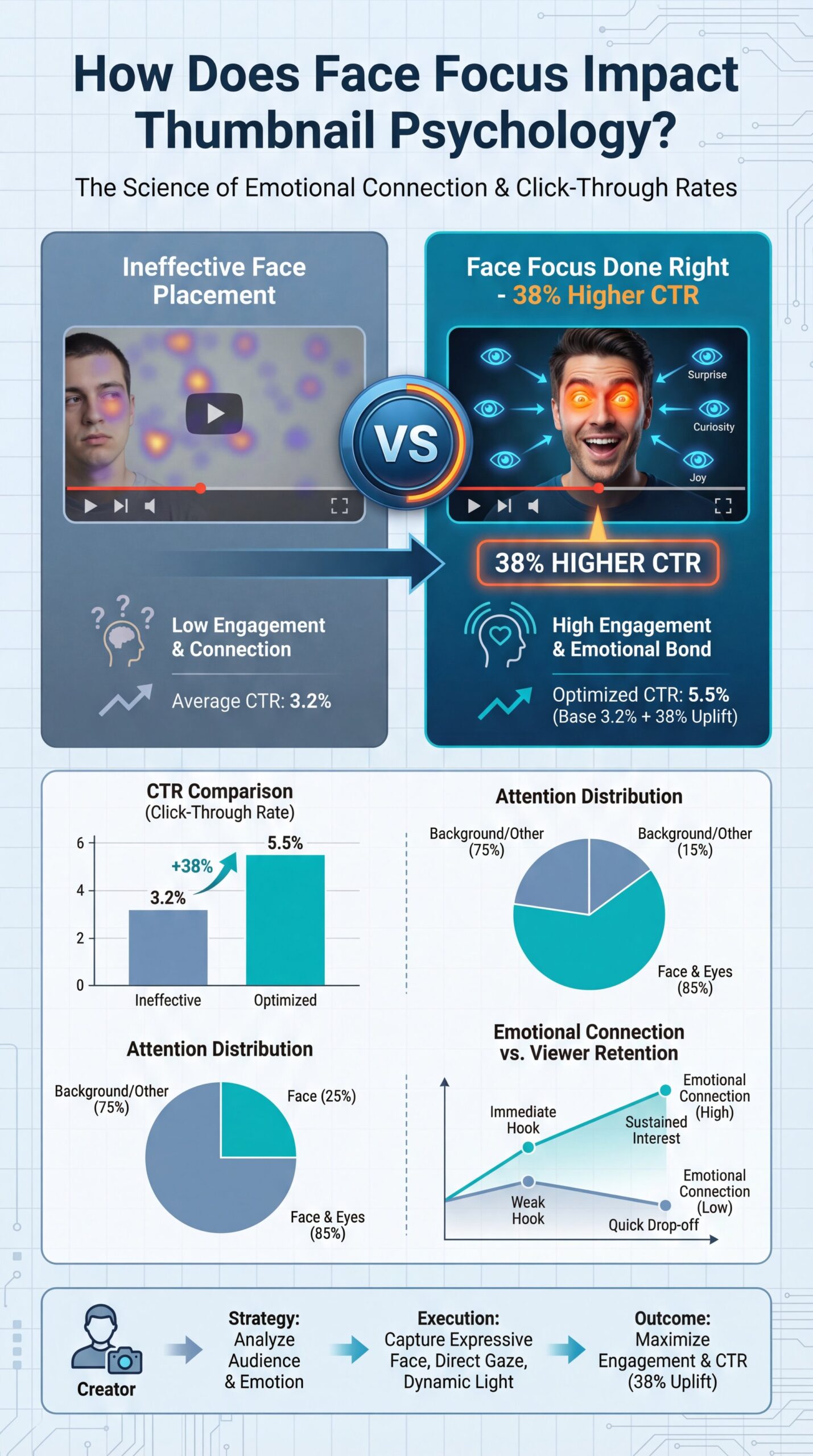 Illustration showing How Does Face Focus Impact Thumbnail Psychology?