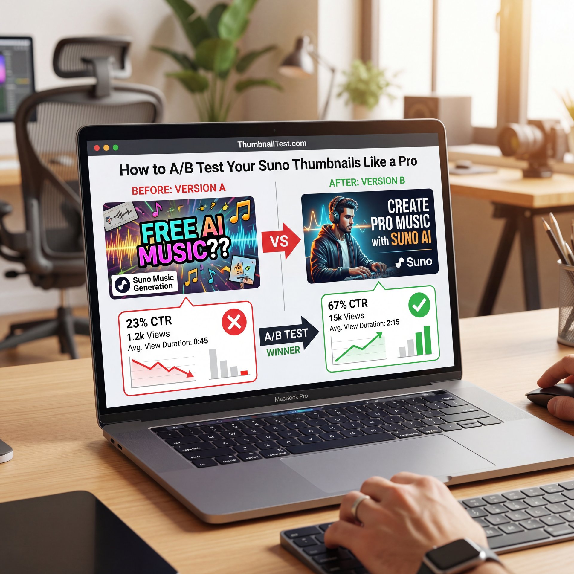 Illustration showing How to A/B Test Your Suno Thumbnails Like a Pro
