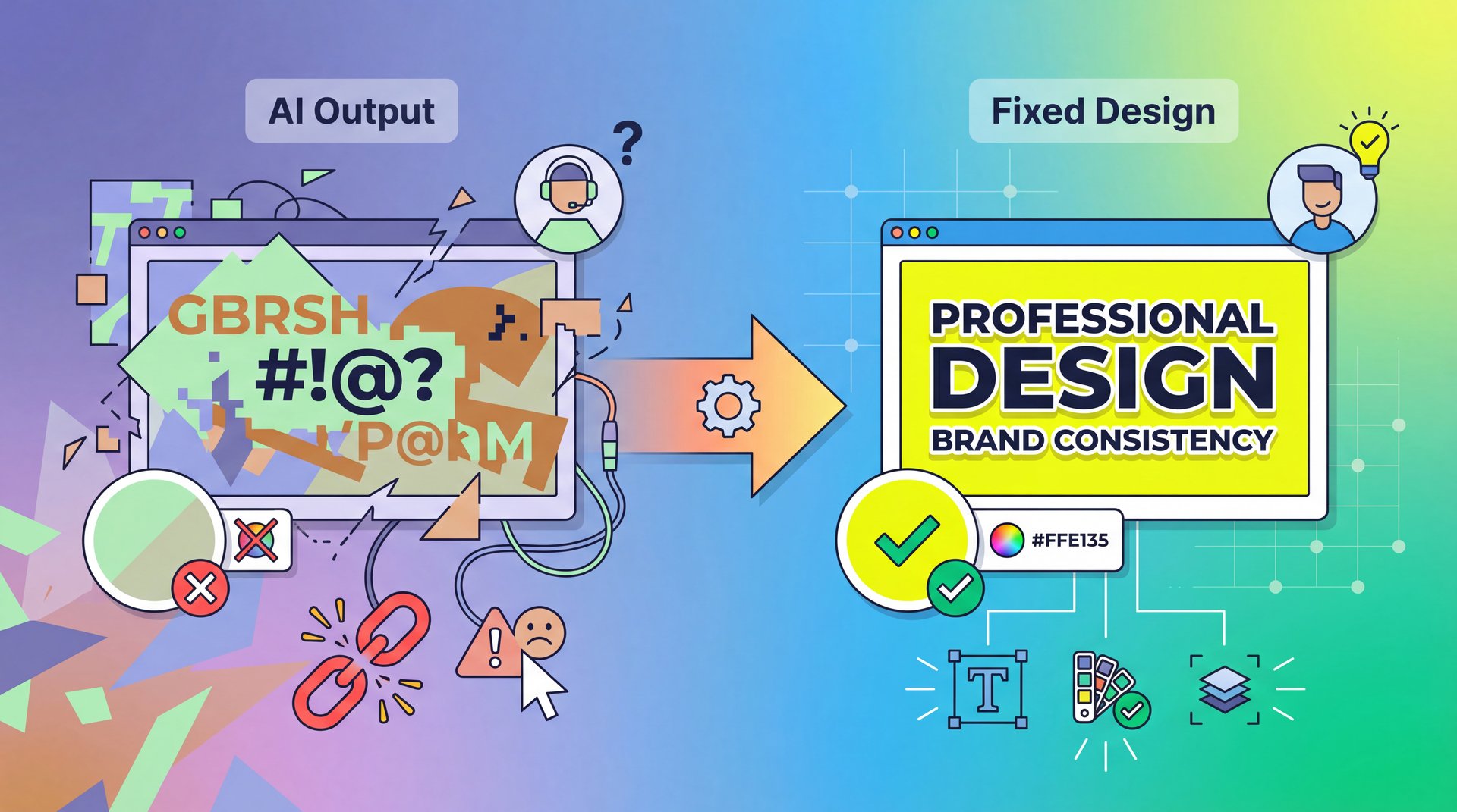 Illustration showing How to Fix the Text and Brand Consistency Issues