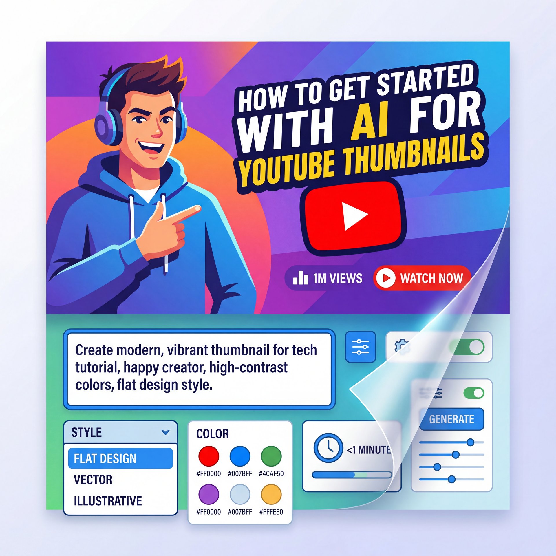 Illustration showing How to Get Started with AI for YouTube Thumbnail Styles