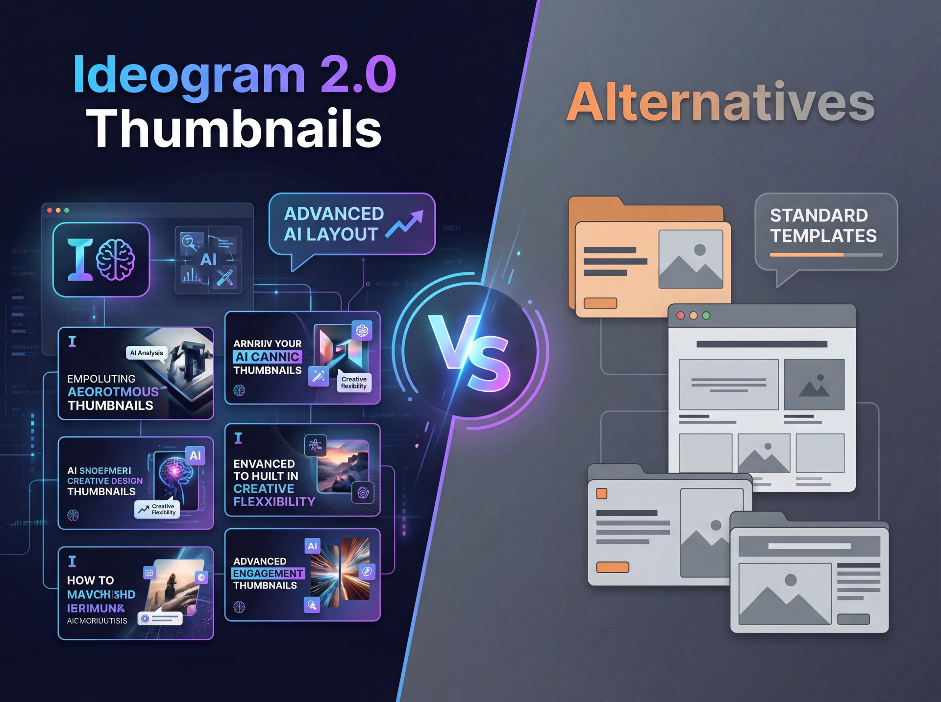 Illustration showing Ideogram 2.0 Thumbnails vs. Alternatives