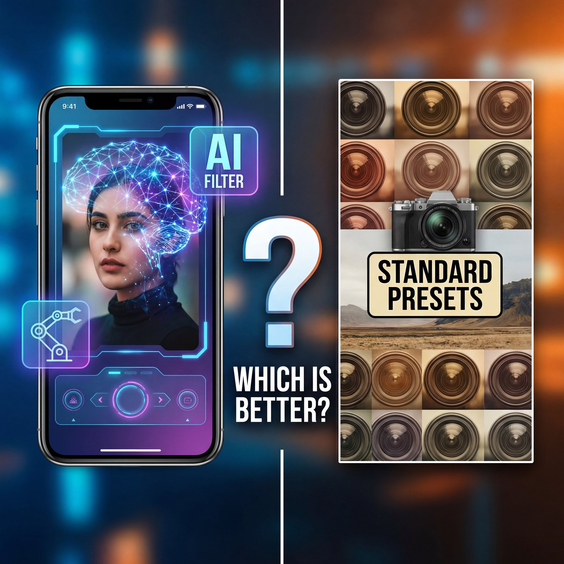 Illustration showing Instagram AI Filter vs. Standard Presets - Which Is Better?