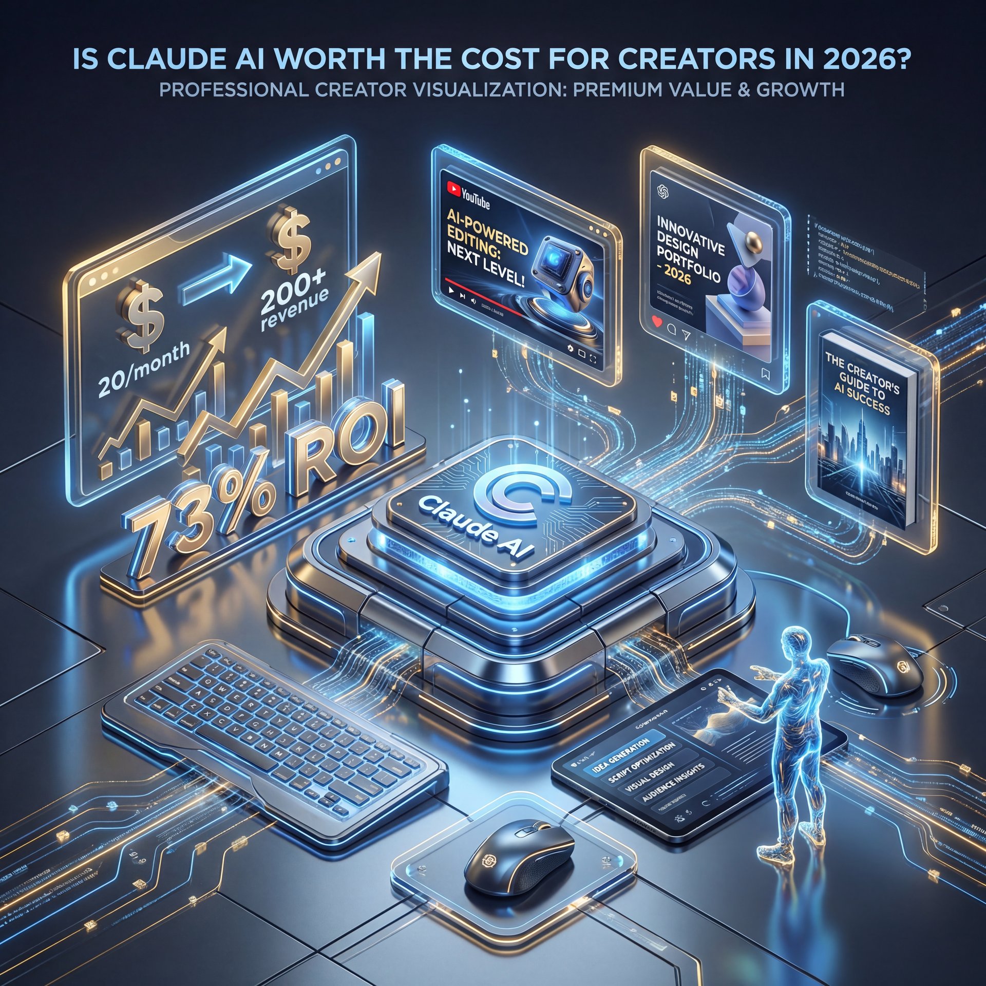 Illustration showing Is Claude AI Worth the Cost for Creators in 2026?
