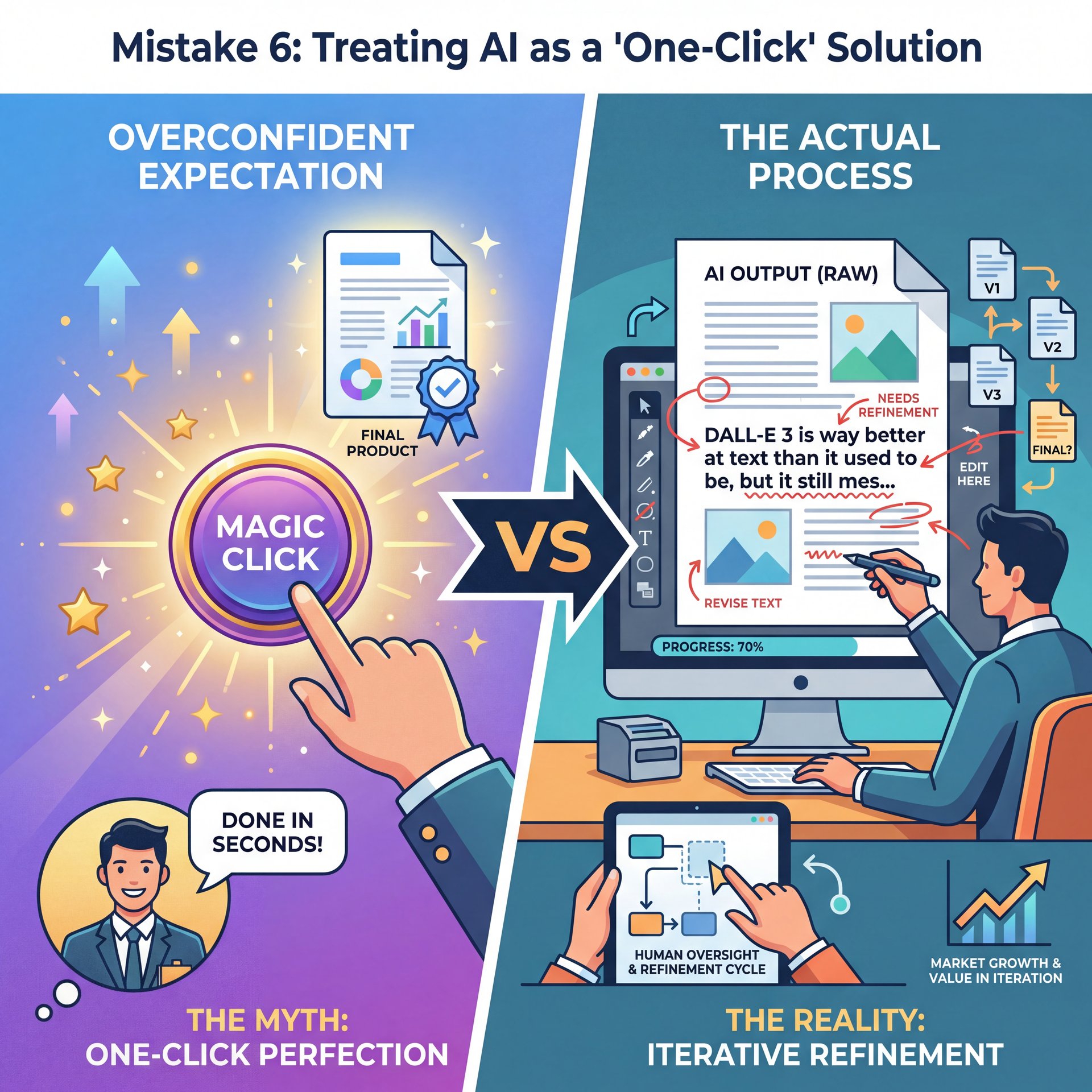 Illustration showing Mistake 6: Treating AI as a