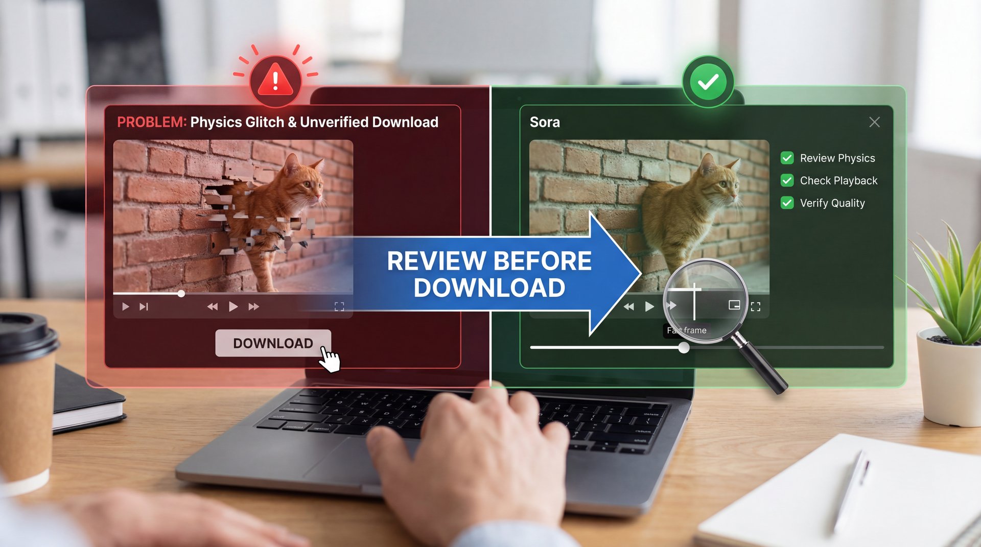 Illustration showing Mistake #2: Ignoring Physics in Sora Video Downloader Without Watermark