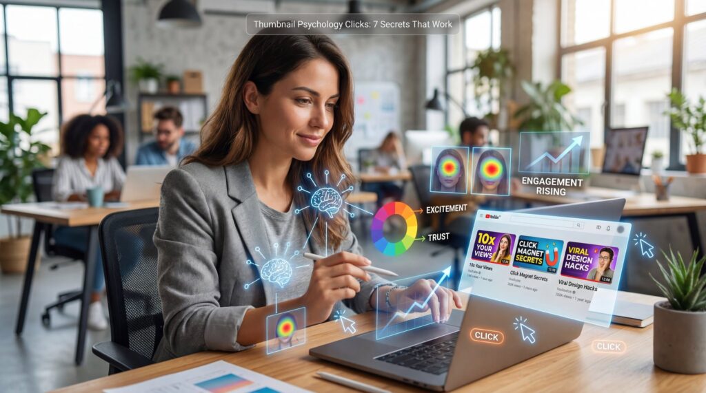 Thumbnail Psychology Clicks: 7 Secrets That Work - expressive faces thumbnails, thumbnail color psychology, CTR optimization guide