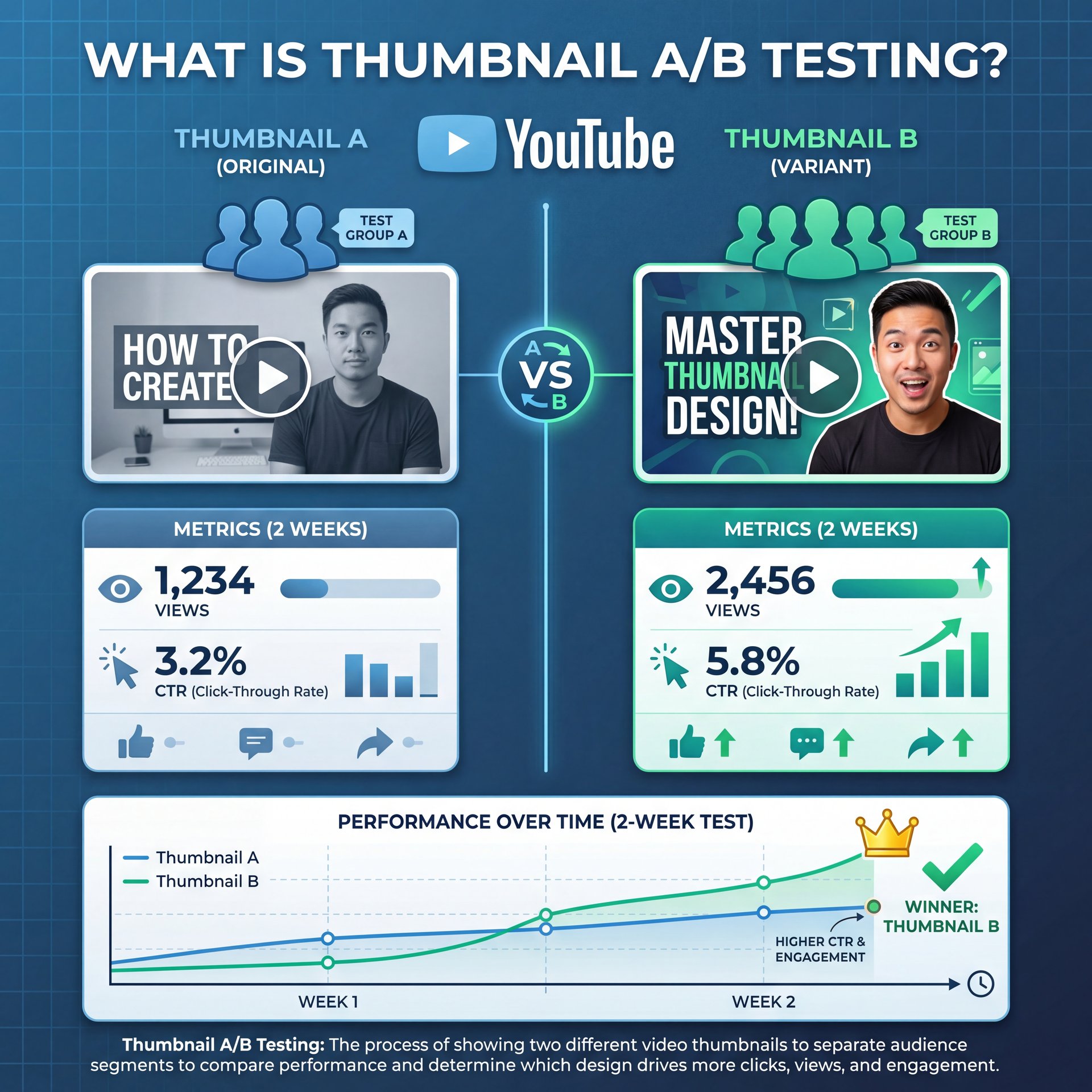 Illustration showing What Is thumbnail A/B testing?