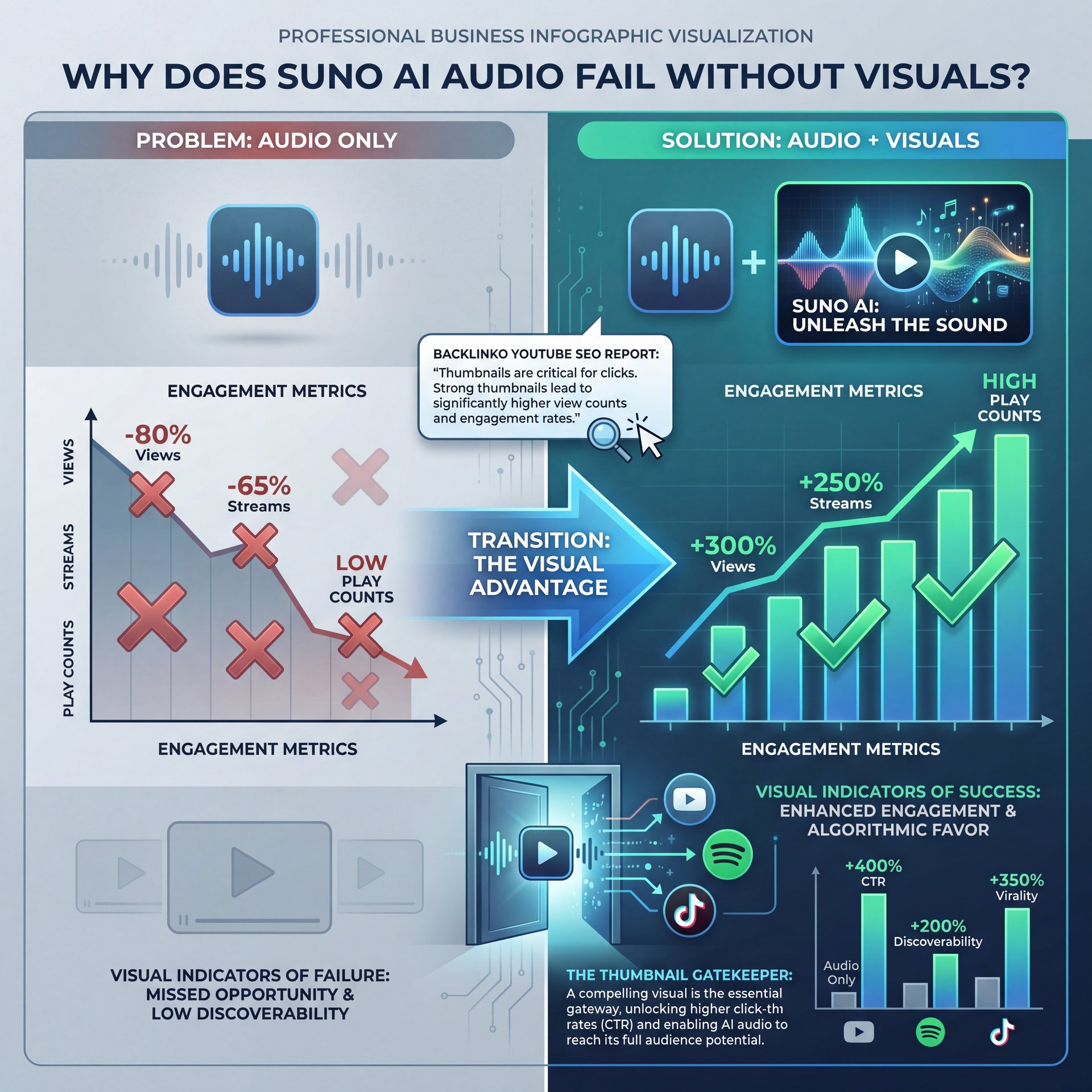 Illustration showing Why Does Suno AI Audio Fail Without Visuals?